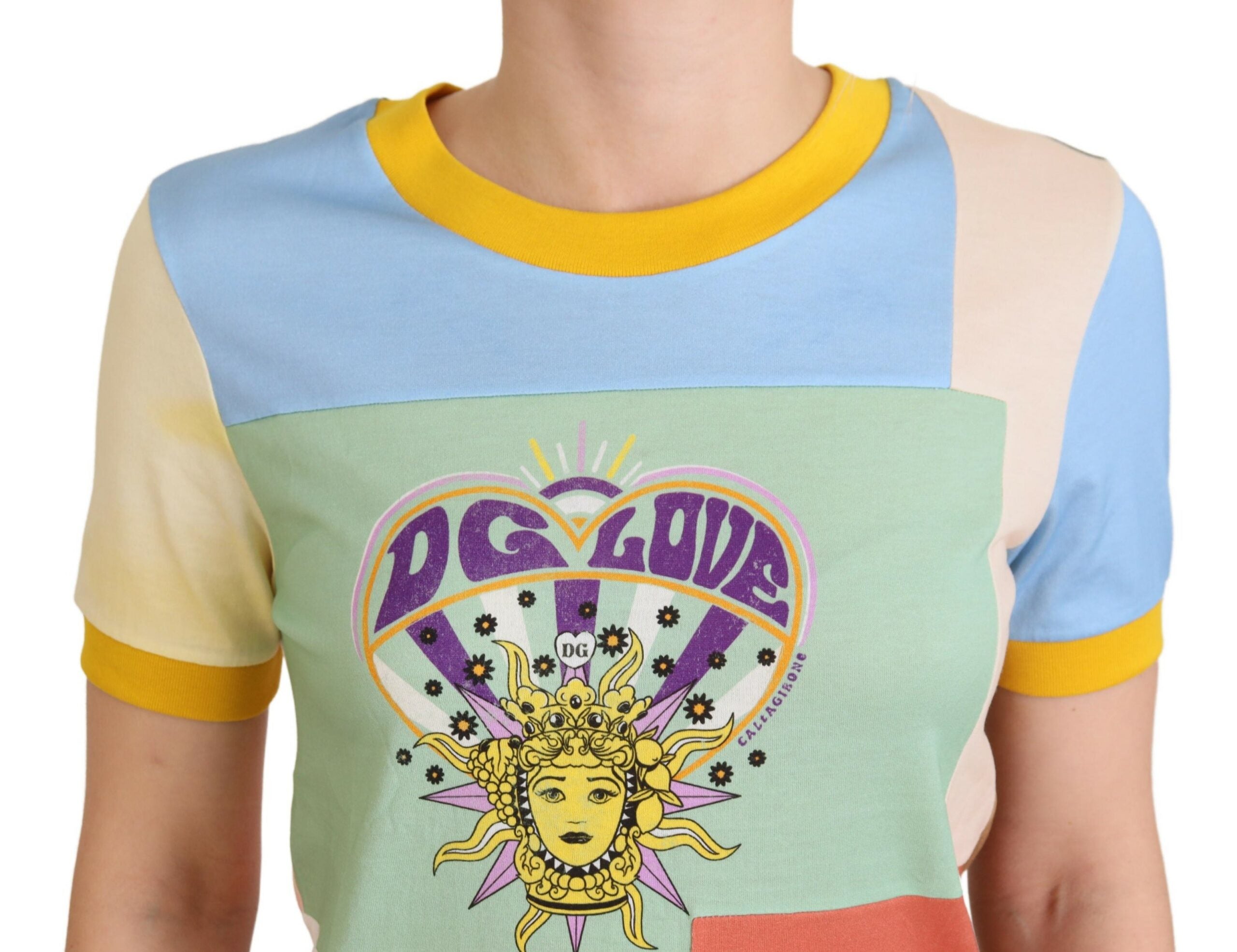 Dolce &amp; Gabbana T-Shirt aus Baumwolle mit Rundhalsausschnitt und Patchwork-Print