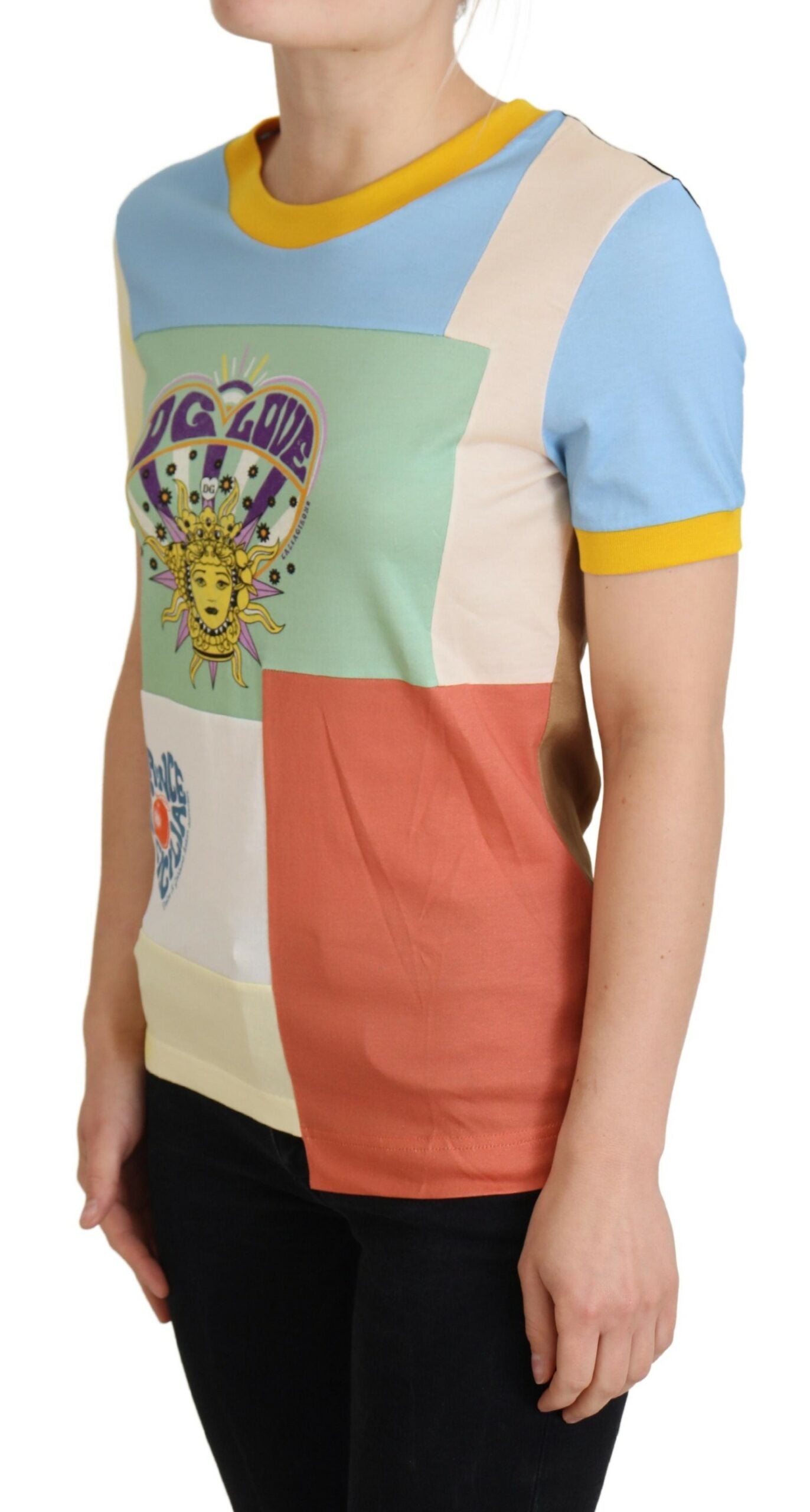 Dolce &amp; Gabbana T-Shirt aus Baumwolle mit Rundhalsausschnitt und Patchwork-Print