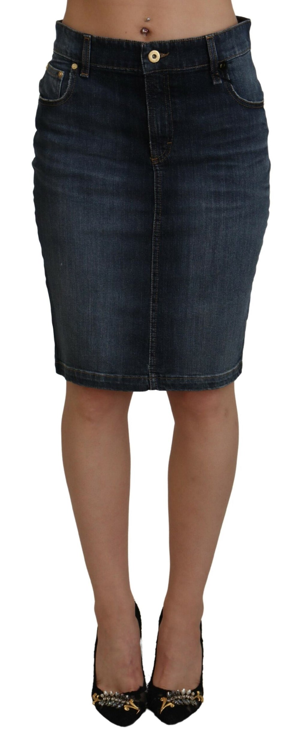 Fiorucci Chic Jeansrock mit mittlerer Taille in Dunkelblau
