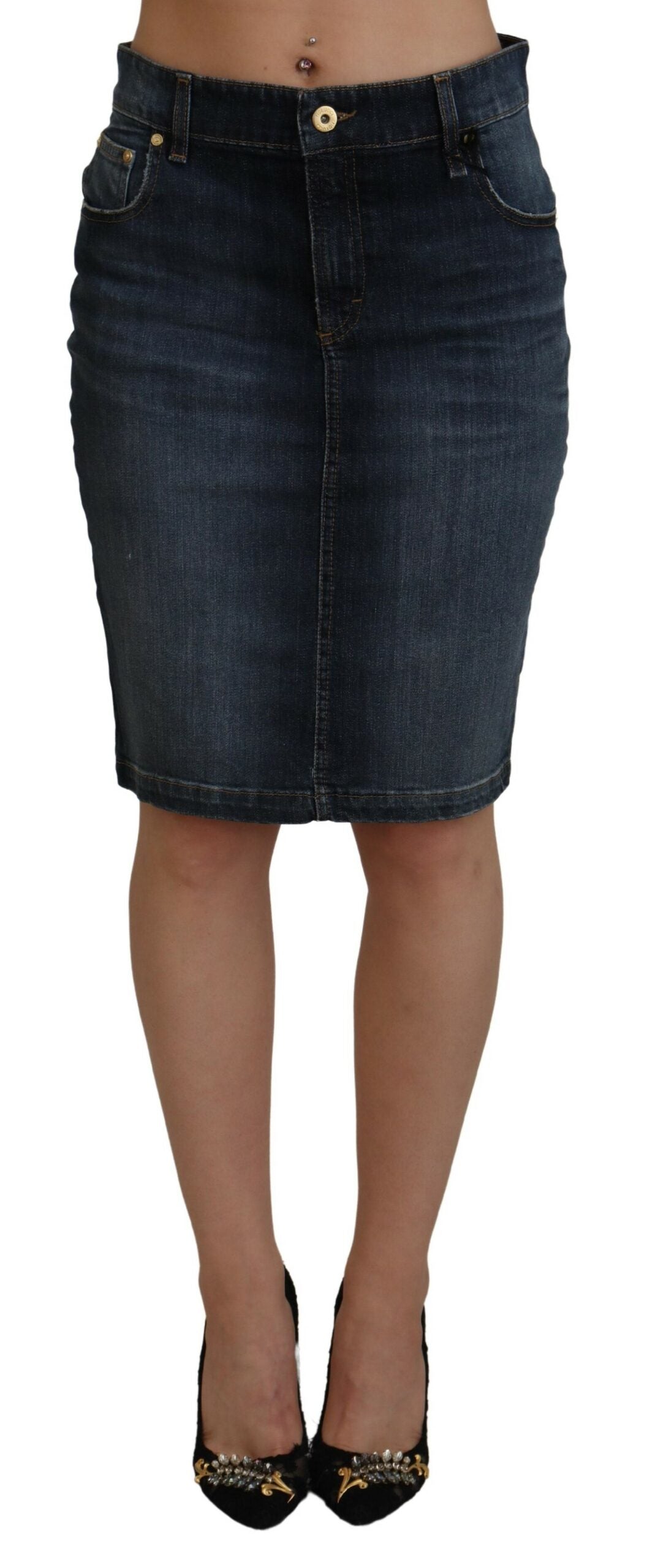 Fiorucci Chic Jeansrock mit mittlerer Taille in Dunkelblau