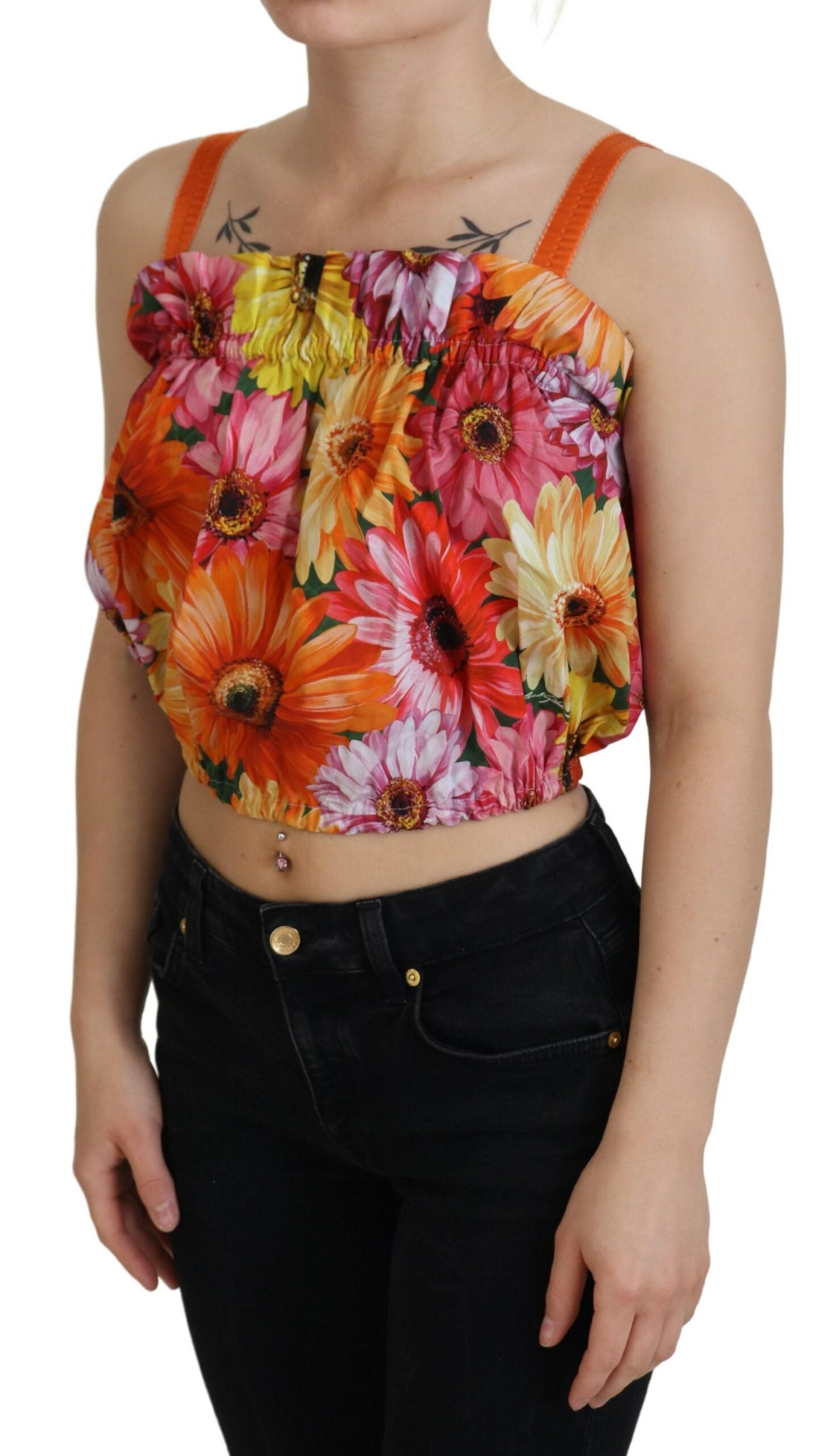 Dolce &amp; Gabbana – Ärmelloses, kurzes Oberteil mit floraler Eleganz