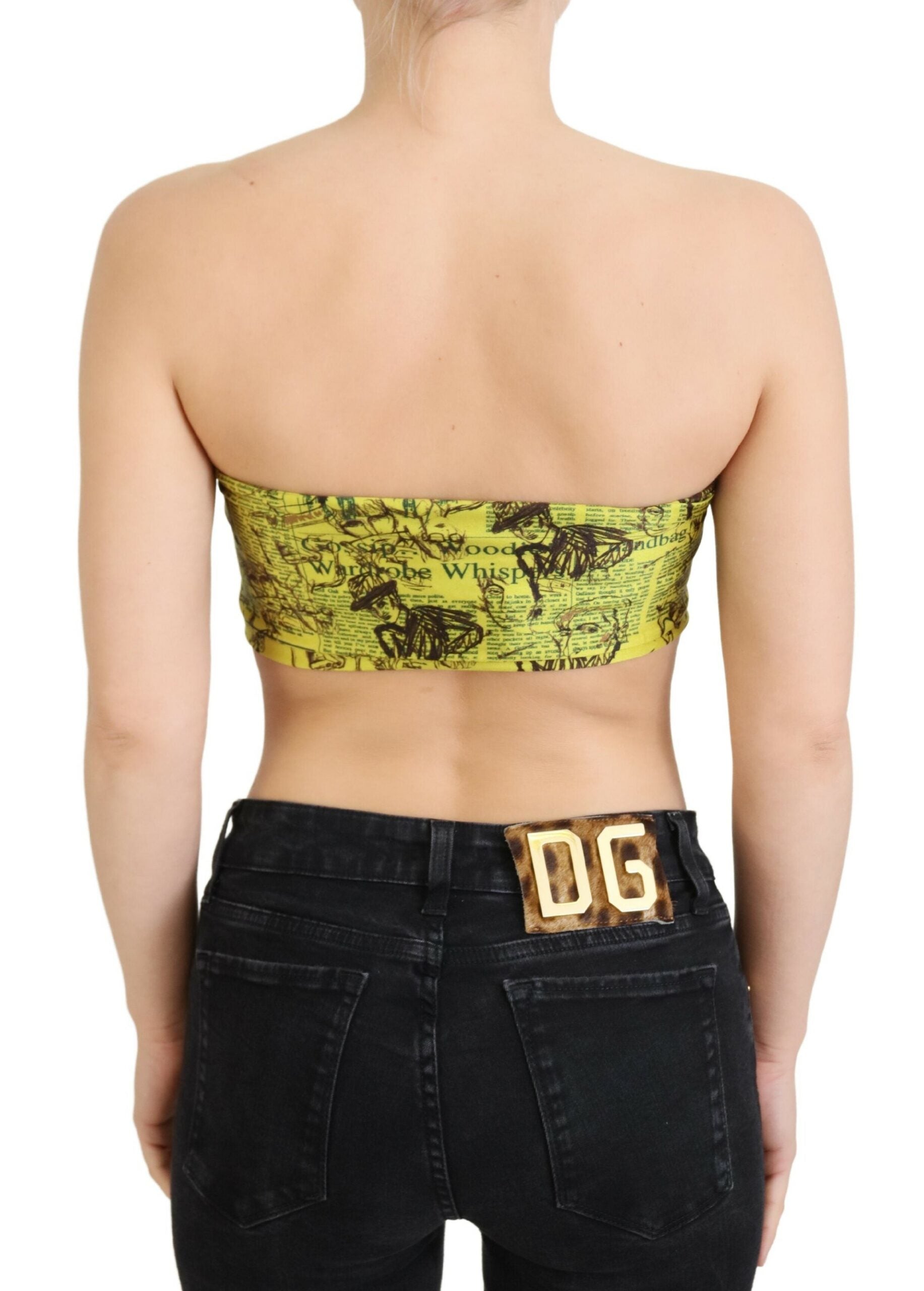 John Galliano – Schicker, verkürzter Stretch-Top-BH mit mehrfarbigem Print