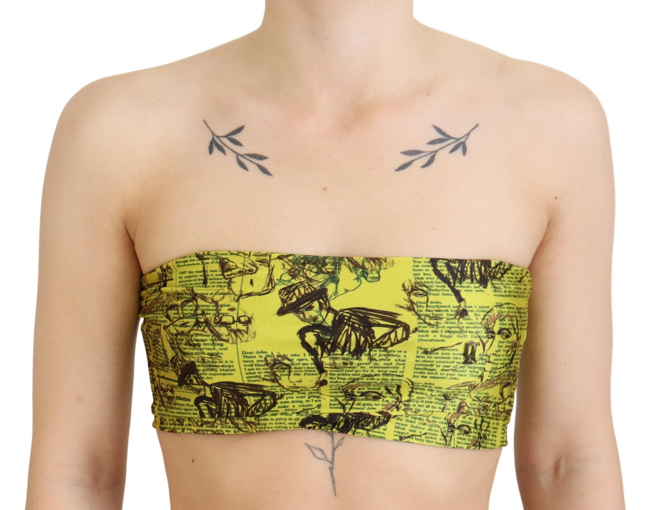 John Galliano – Schicker, verkürzter Stretch-Top-BH mit mehrfarbigem Print