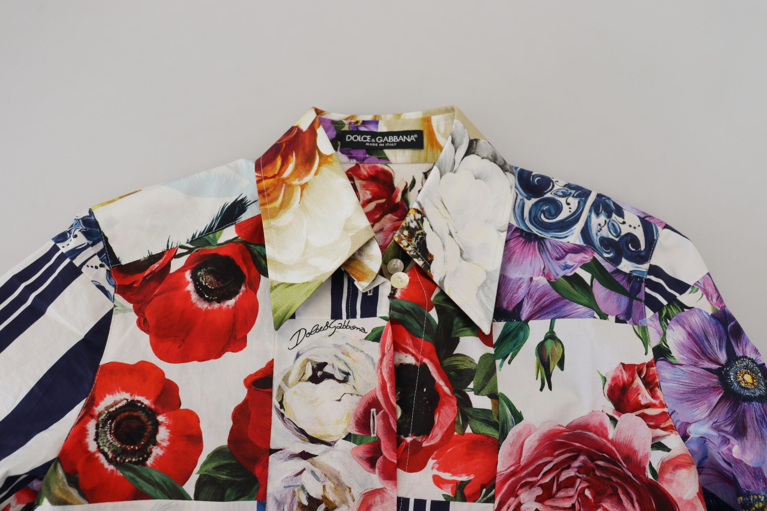 Dolce &amp; Gabbana Elegantes Langarm-Oberteil aus Baumwolle mit Blumenmuster