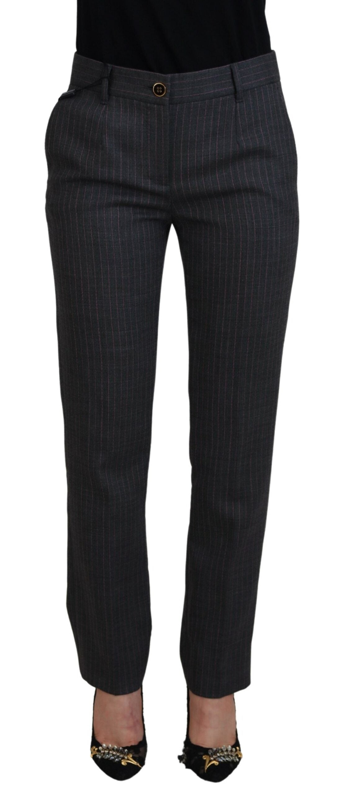 Dolce &amp; Gabbana Elegante grau gestreifte Karottenhose