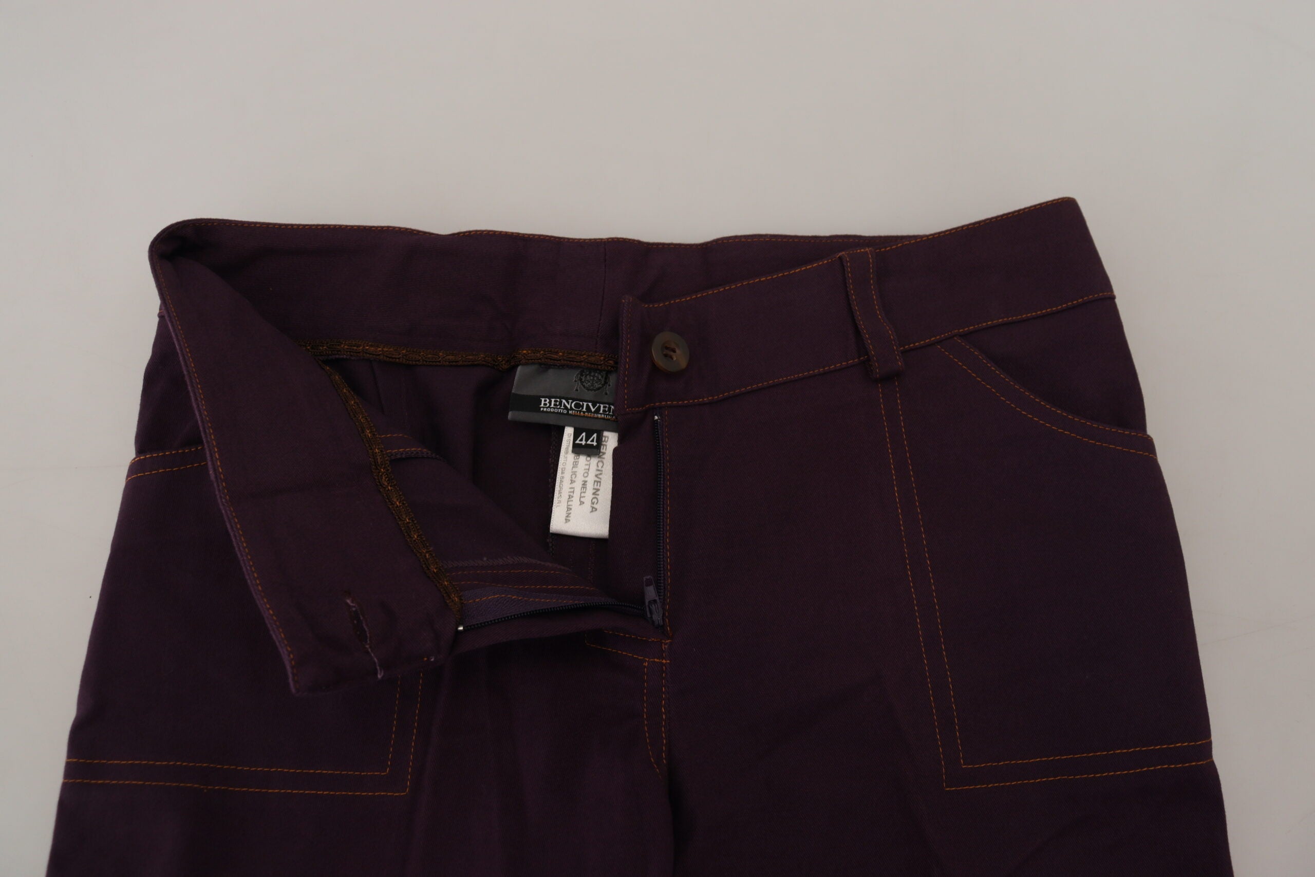 BENCIVENGA Elegante, konische lila Baumwollhose