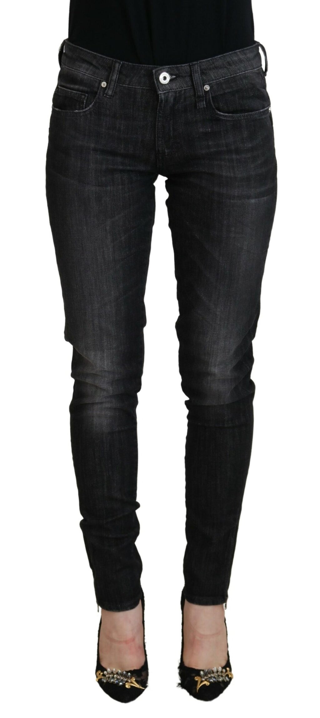 Fiorucci Chic – Schwarze Skinny-Jeans mit niedriger Taille