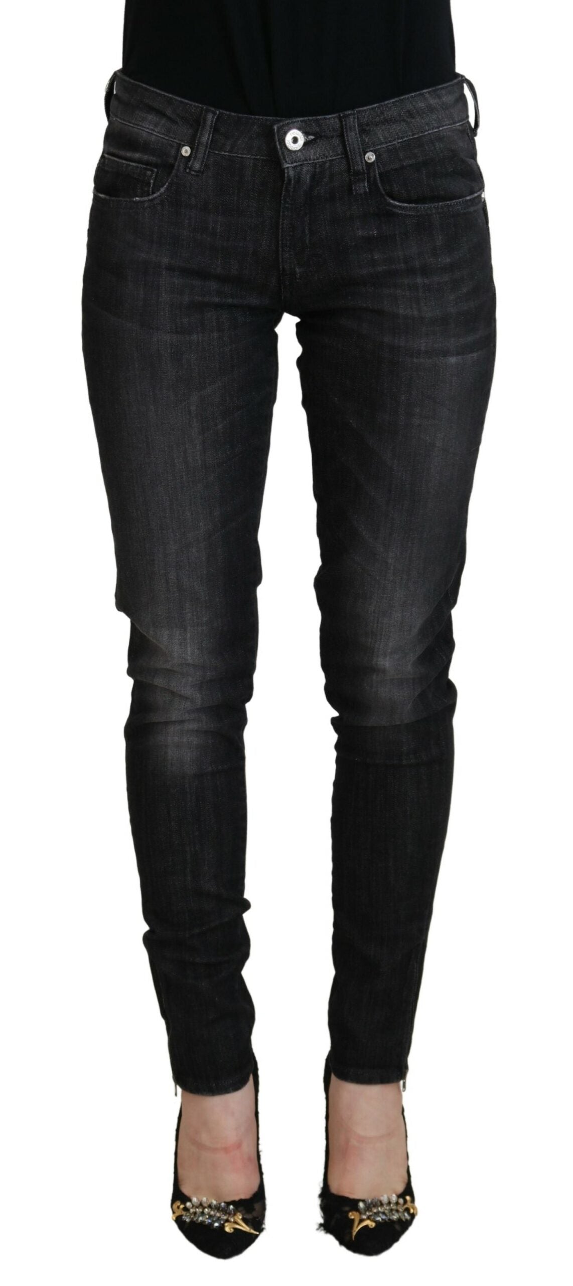 Fiorucci Chic – Schwarze Skinny-Jeans mit niedriger Taille