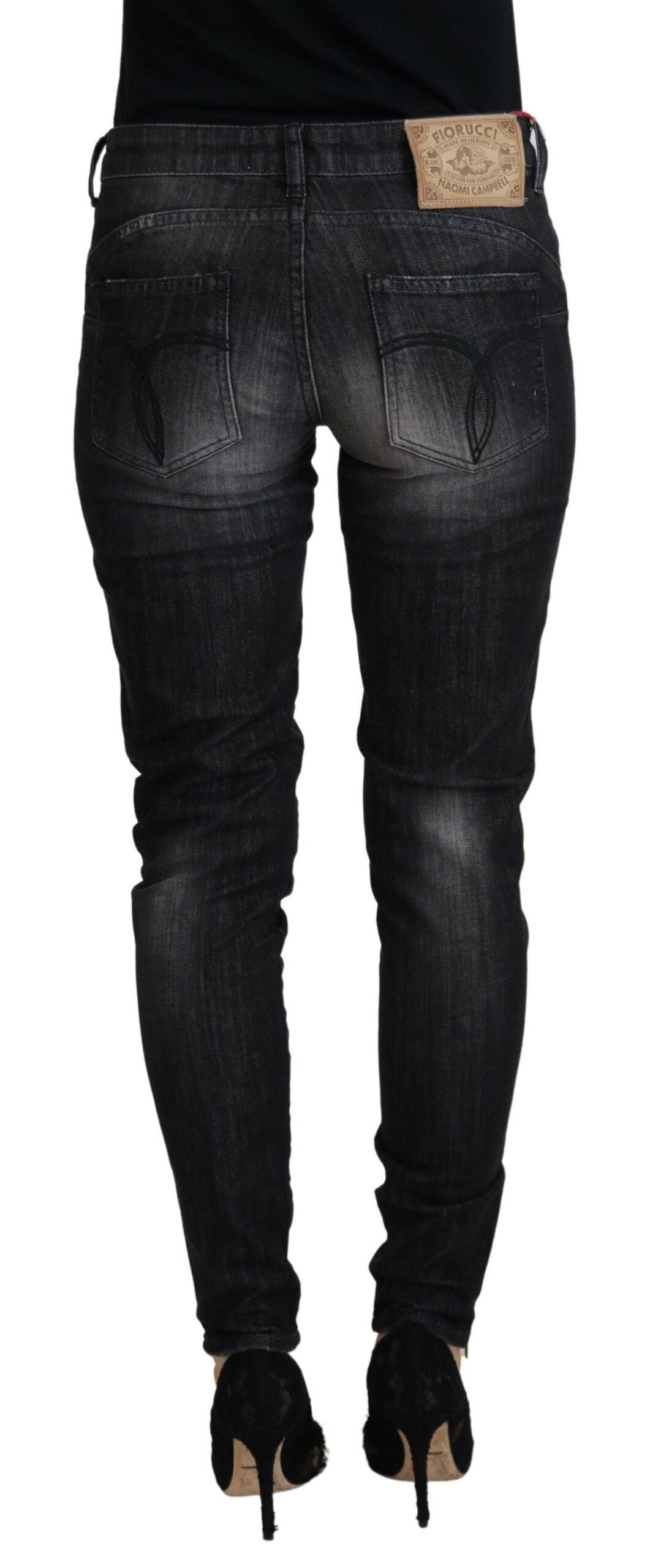 Fiorucci Chic – Schwarze Skinny-Jeans mit niedriger Taille