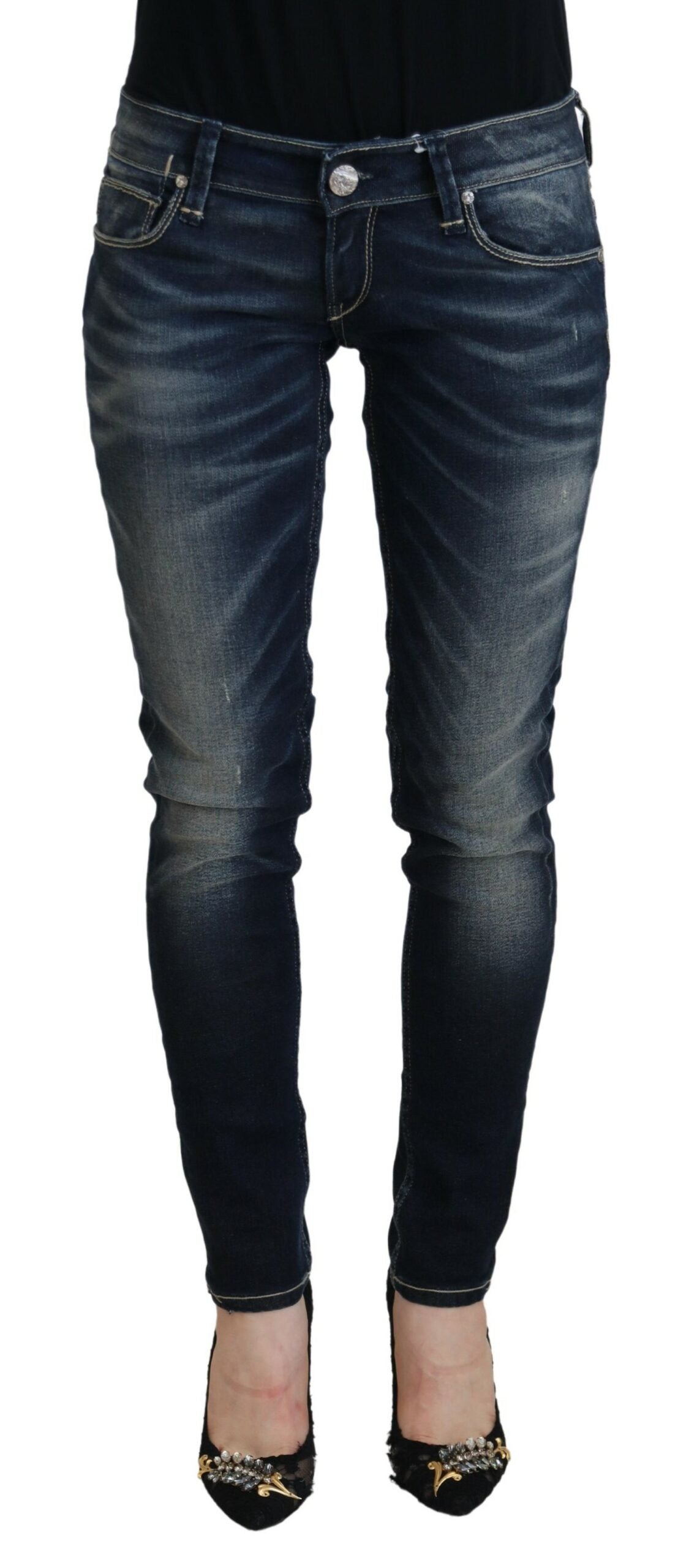 Acht Chic – Blau verwaschene Skinny-Jeans mit niedriger Taille