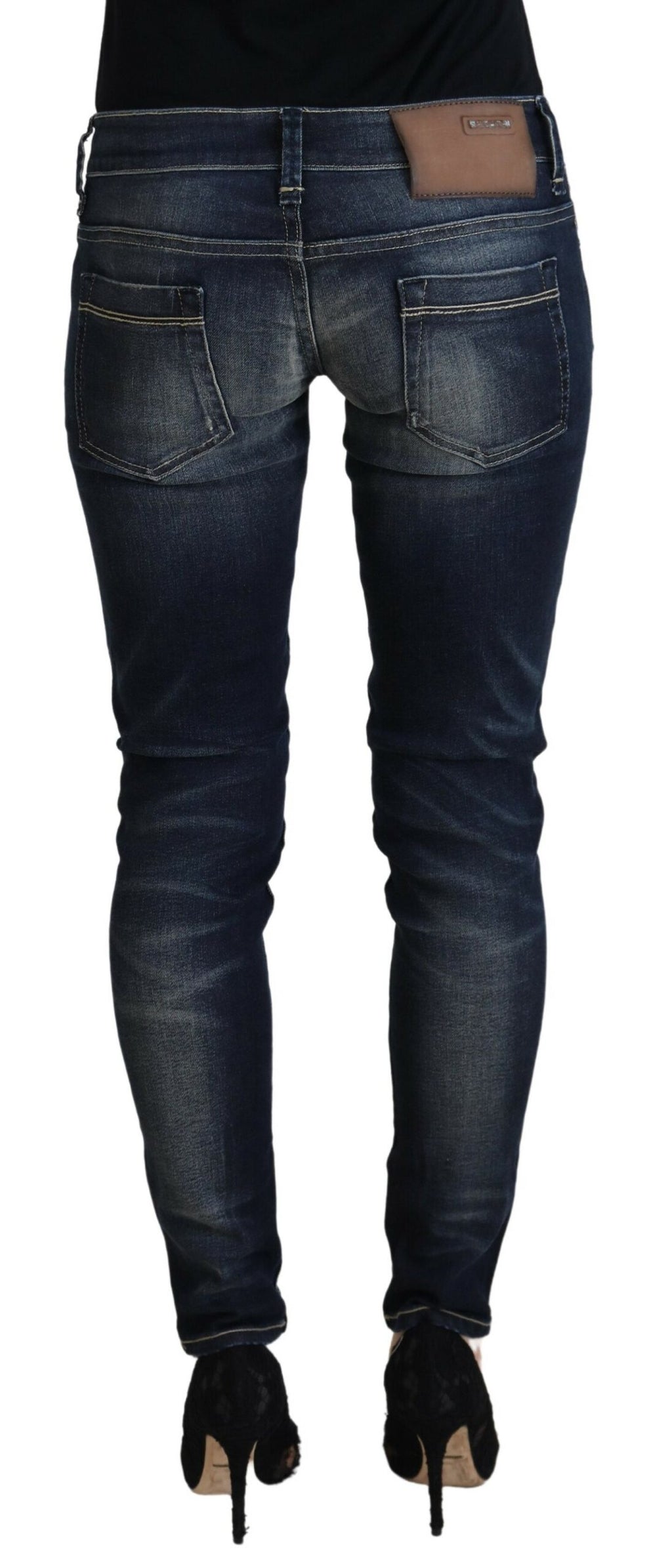 Acht Chic – Blau verwaschene Skinny-Jeans mit niedriger Taille