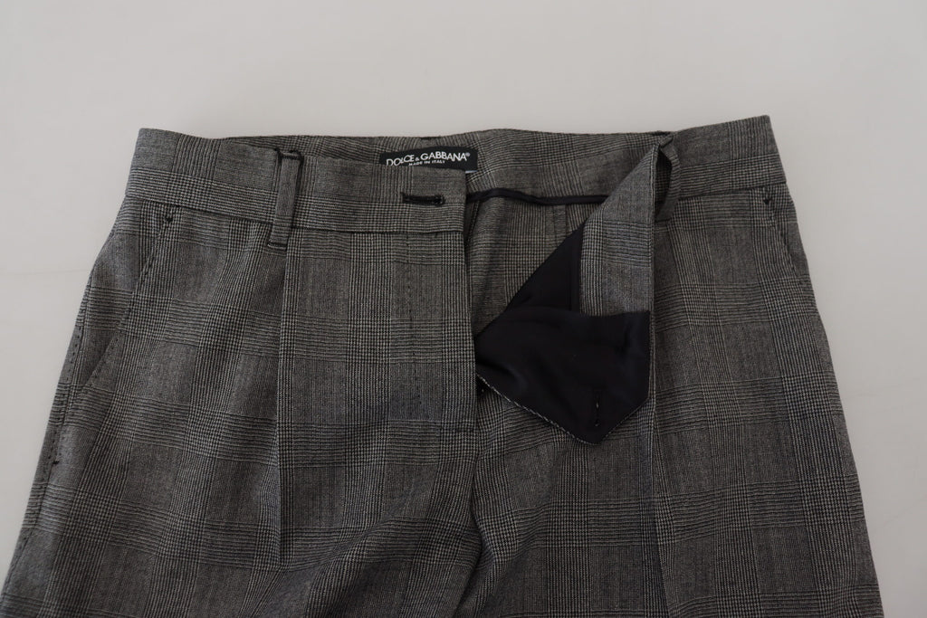 Dolce &amp; Gabbana Karierte Hose aus Schurwolle mit hoher Taille