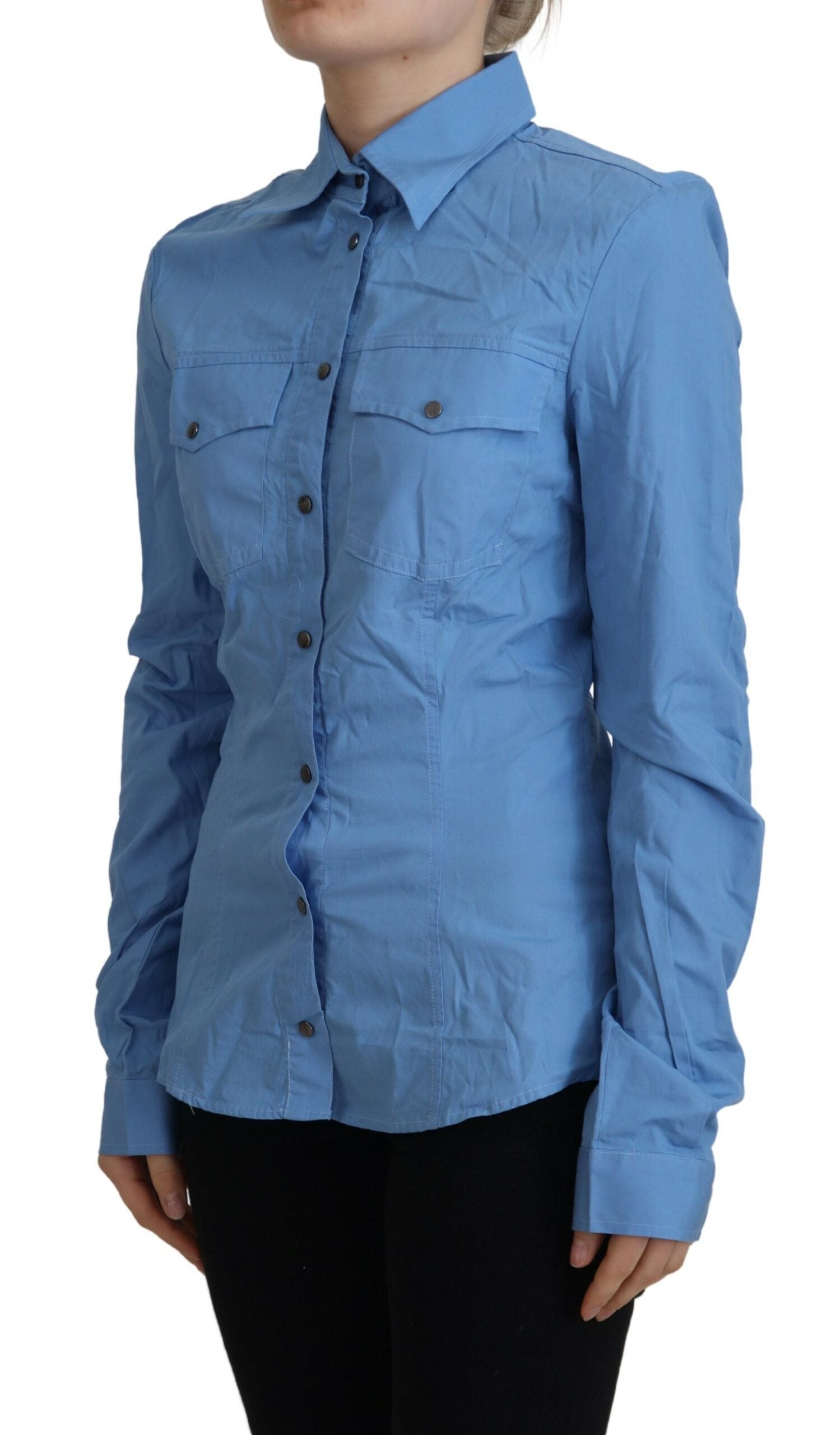 Ferre Elegantes Langarm-Poloshirt aus Baumwolle in Blau