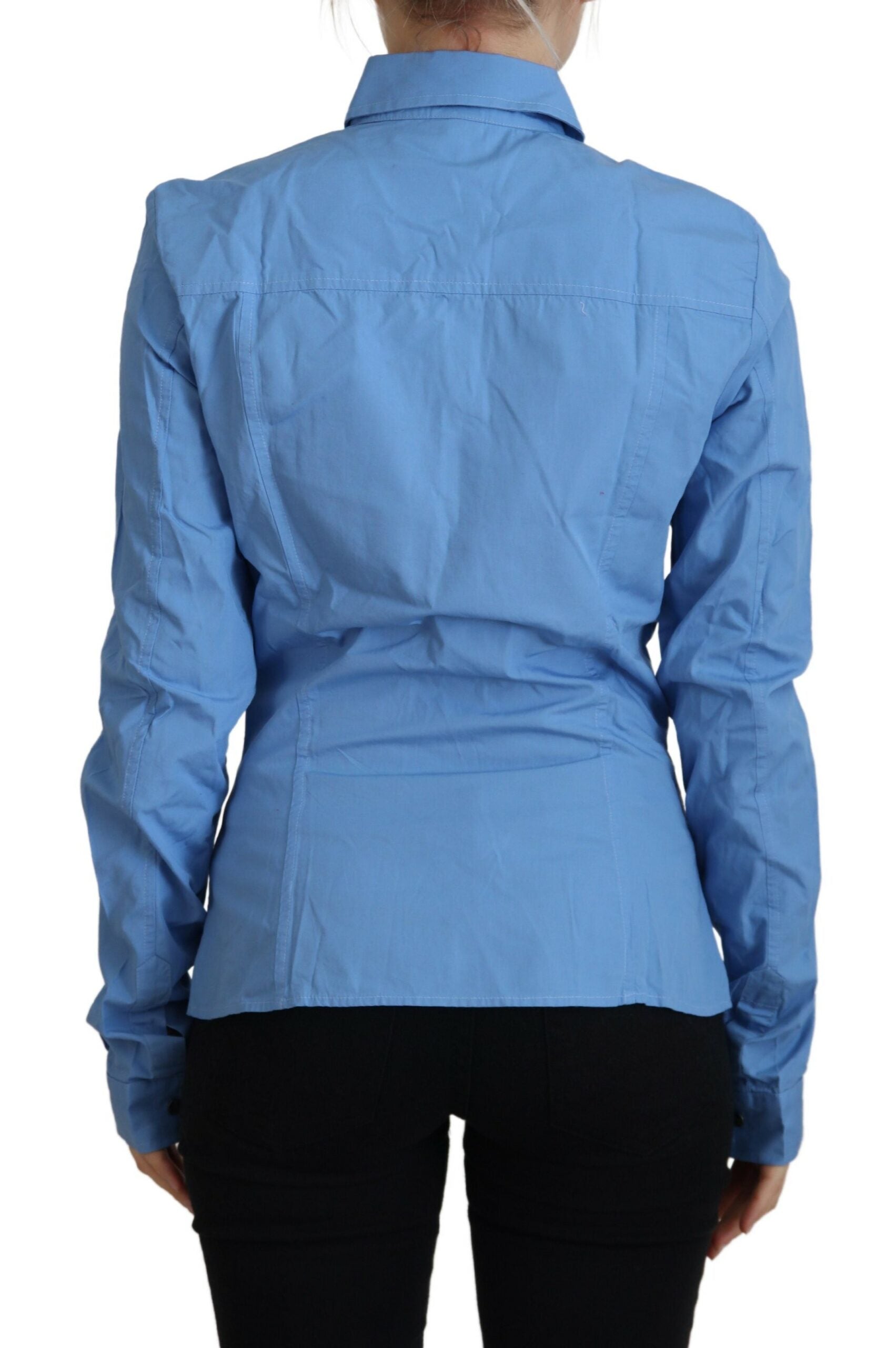 Ferre Elegantes Langarm-Poloshirt aus Baumwolle in Blau
