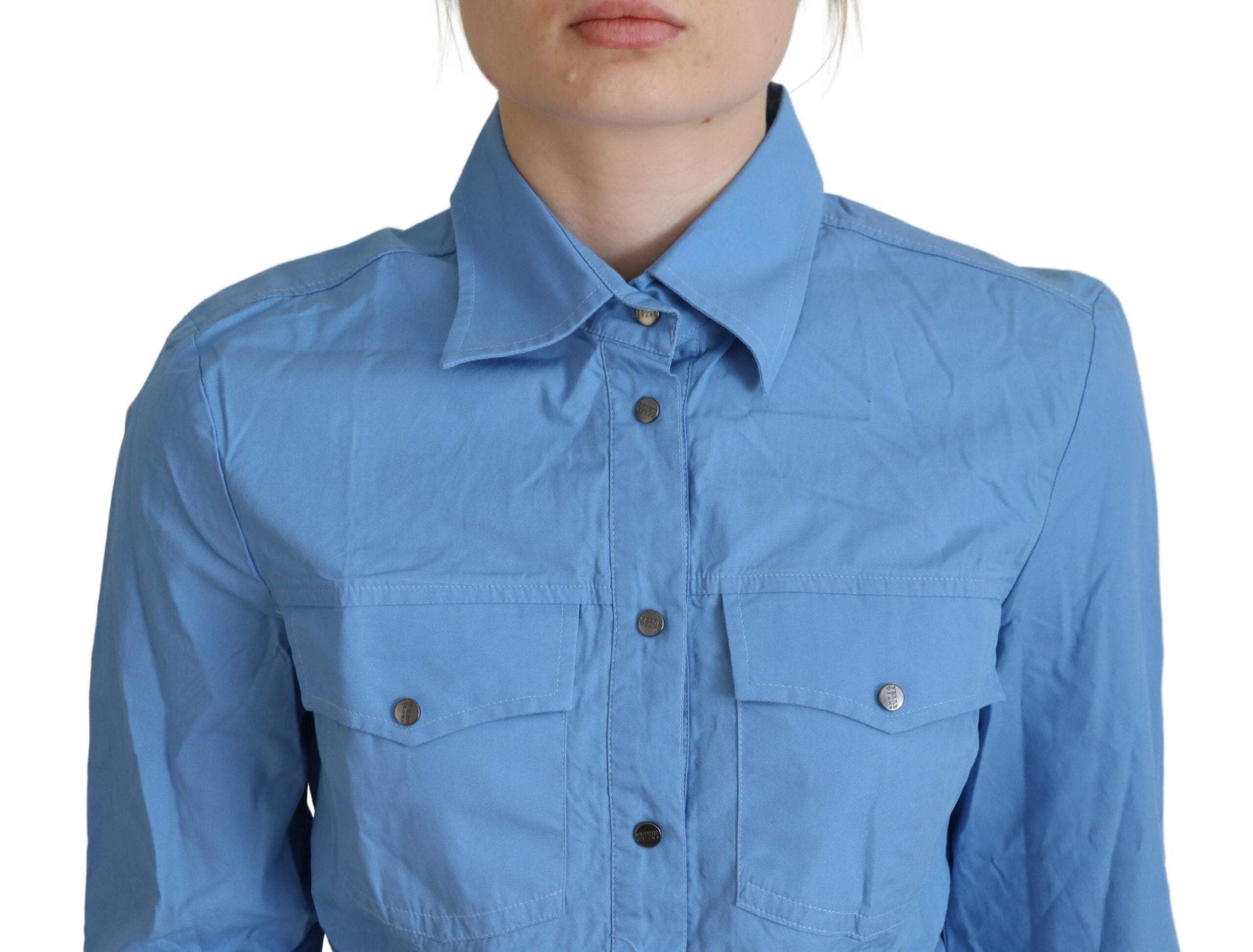 Ferre Elegantes Langarm-Poloshirt aus Baumwolle in Blau