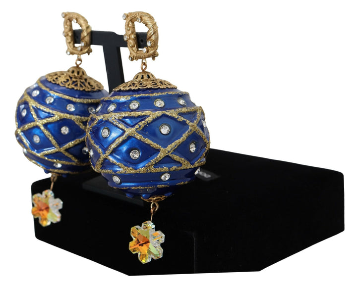 Dolce &amp; Gabbana – Elegante, baumelnde Weihnachtskugel-Ohrringe mit Kristallen