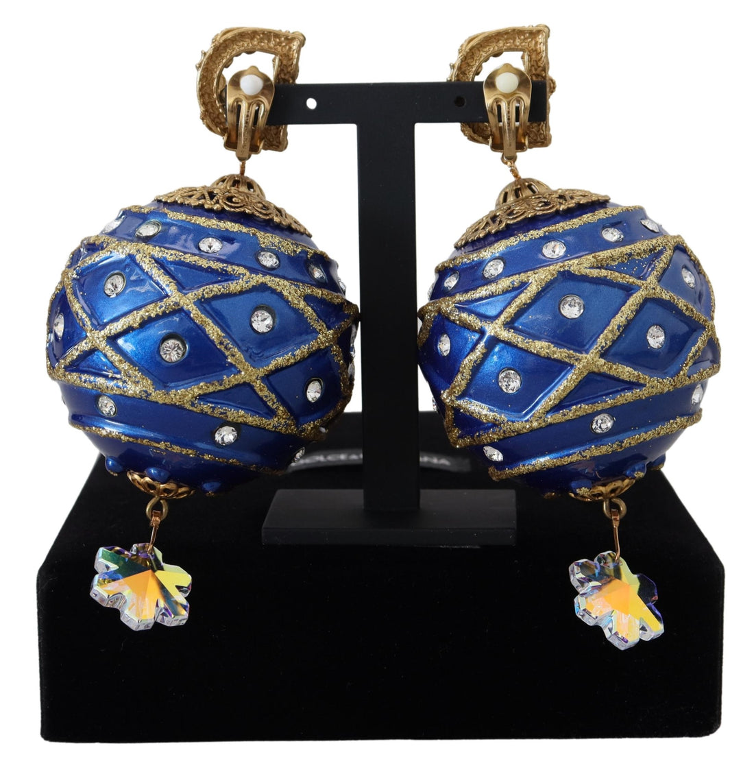 Dolce &amp; Gabbana – Elegante, baumelnde Weihnachtskugel-Ohrringe mit Kristallen