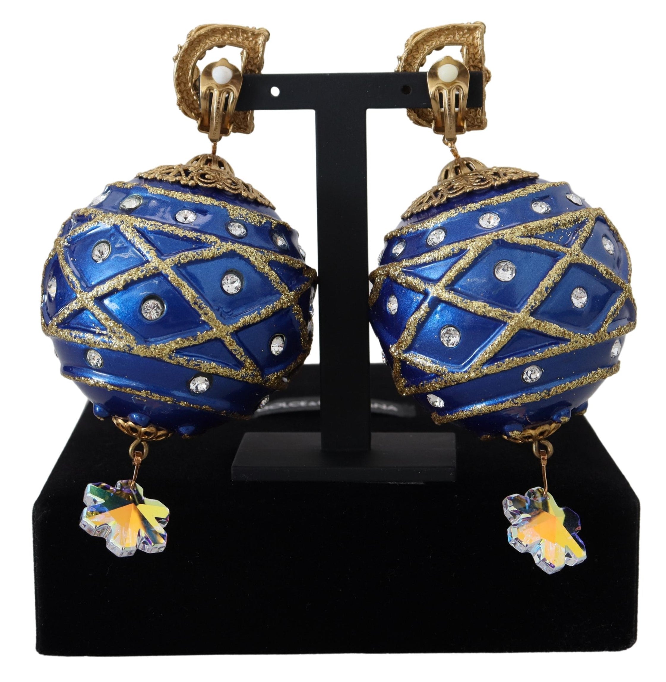 Dolce &amp; Gabbana – Elegante, baumelnde Weihnachtskugel-Ohrringe mit Kristallen