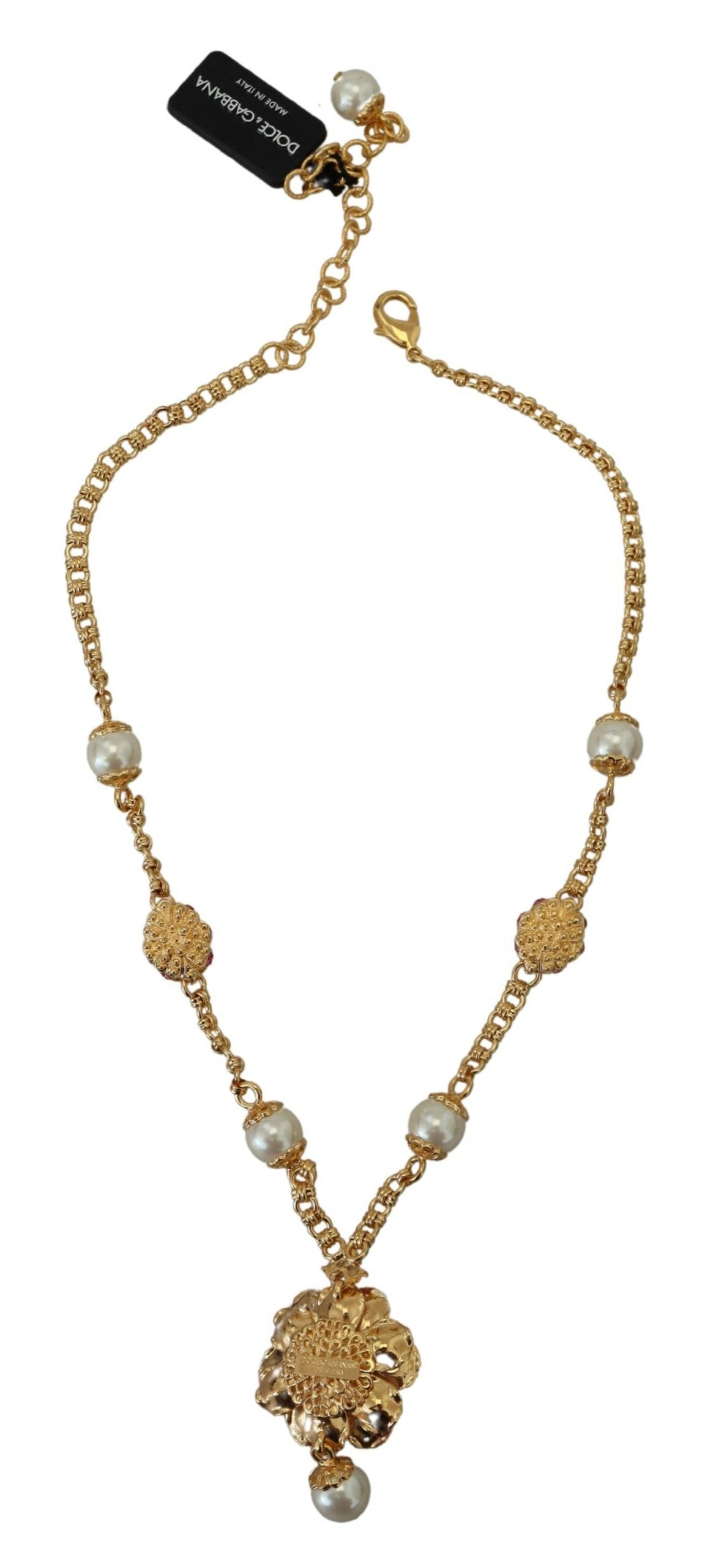 Dolce &amp; Gabbana Elegante Statement-Halskette mit Blumen-Anhänger