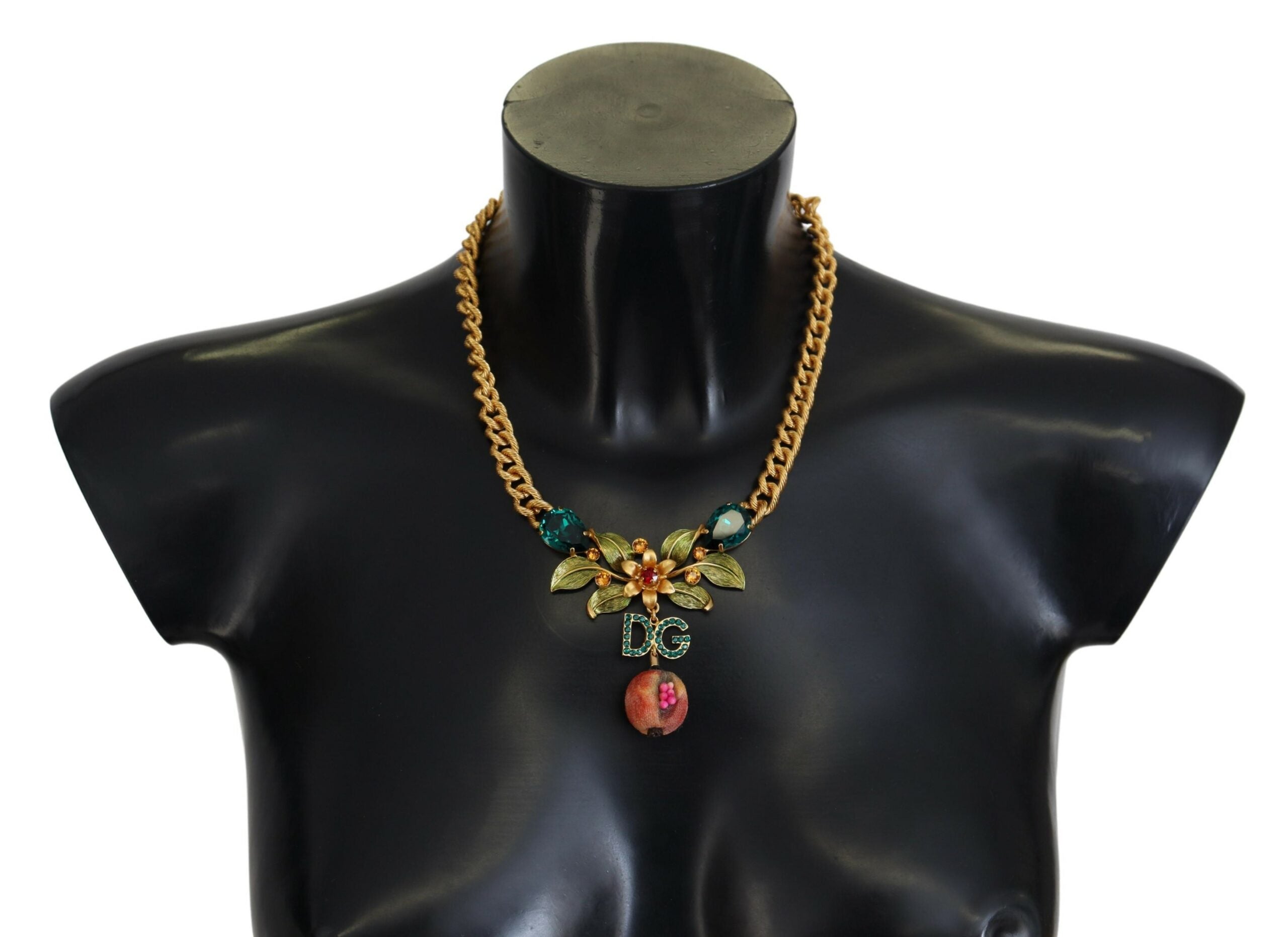 Dolce &amp; Gabbana Elegante goldfarbene Halskette mit Blumen und Früchten