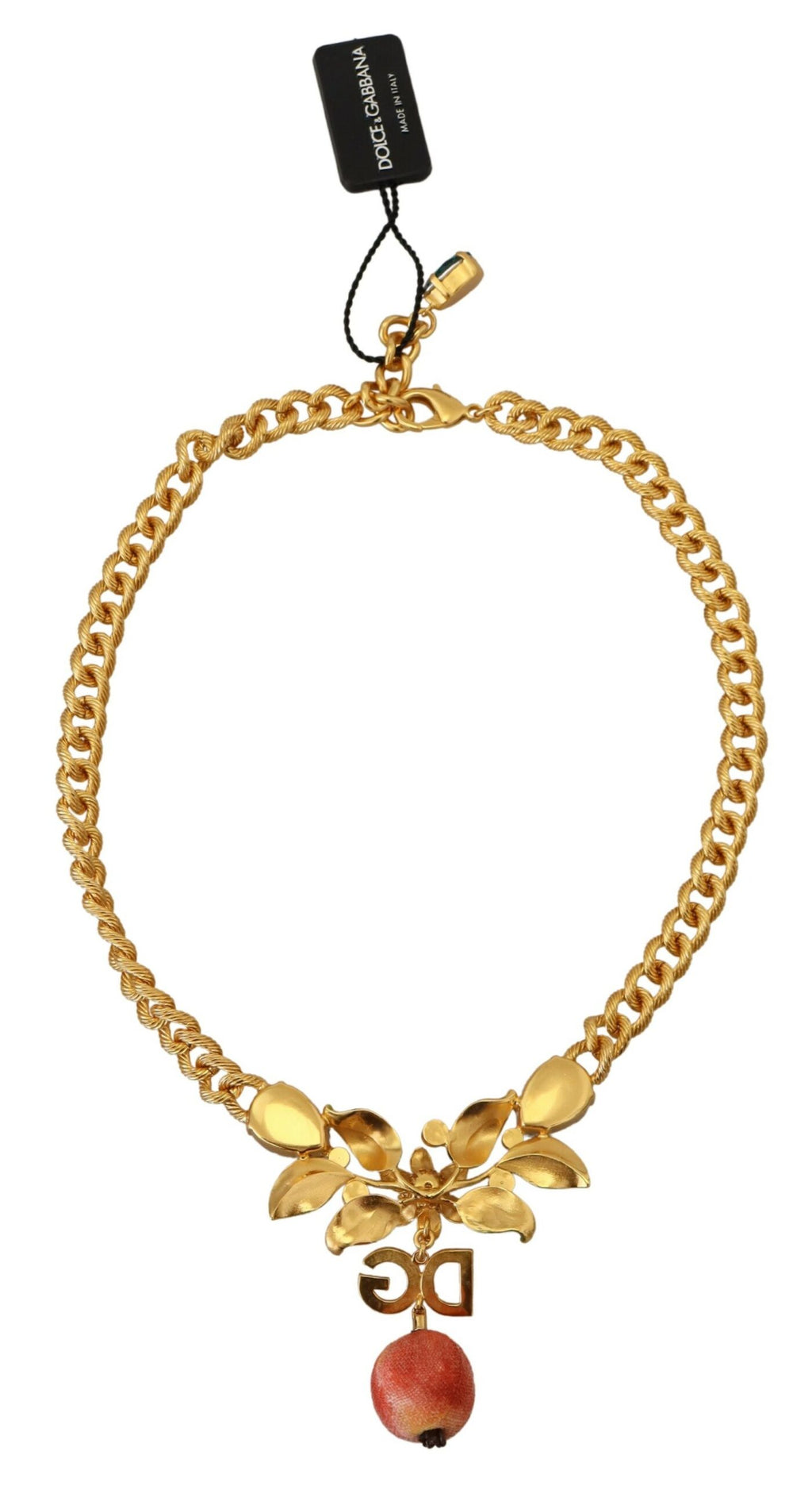 Dolce &amp; Gabbana Elegante goldfarbene Halskette mit Blumen und Früchten