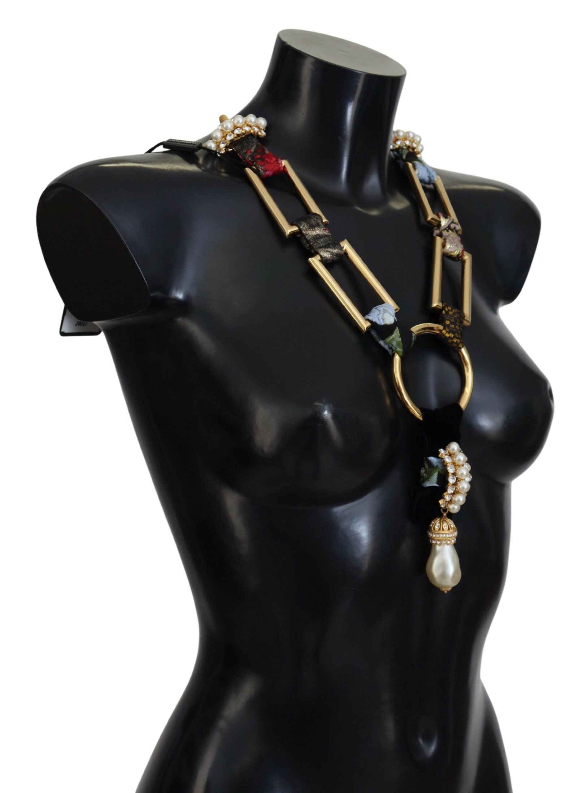 Dolce &amp; Gabbana Elegante Statement-Halskette mit Perlen aus goldenem Messing