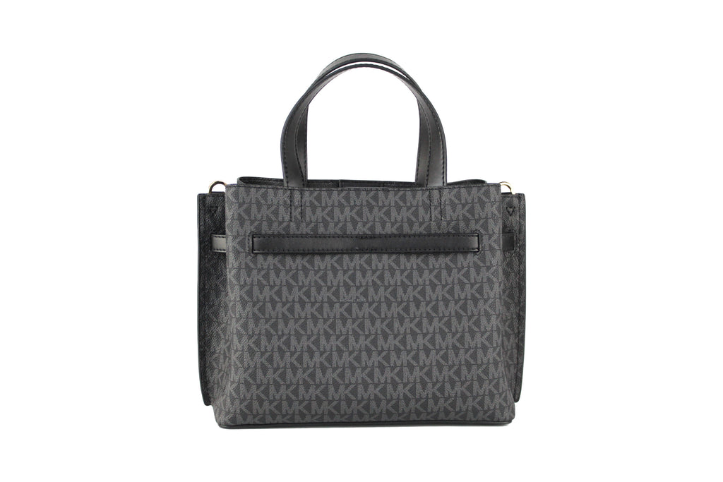 Michael Kors Emilia Kleine schwarze Signature PVC-Umhängetasche
