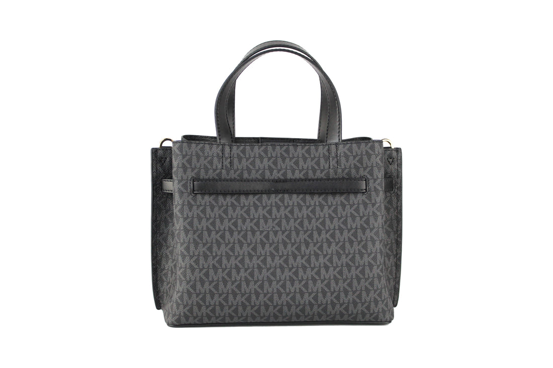 Michael Kors Emilia Kleine schwarze Signature PVC-Umhängetasche