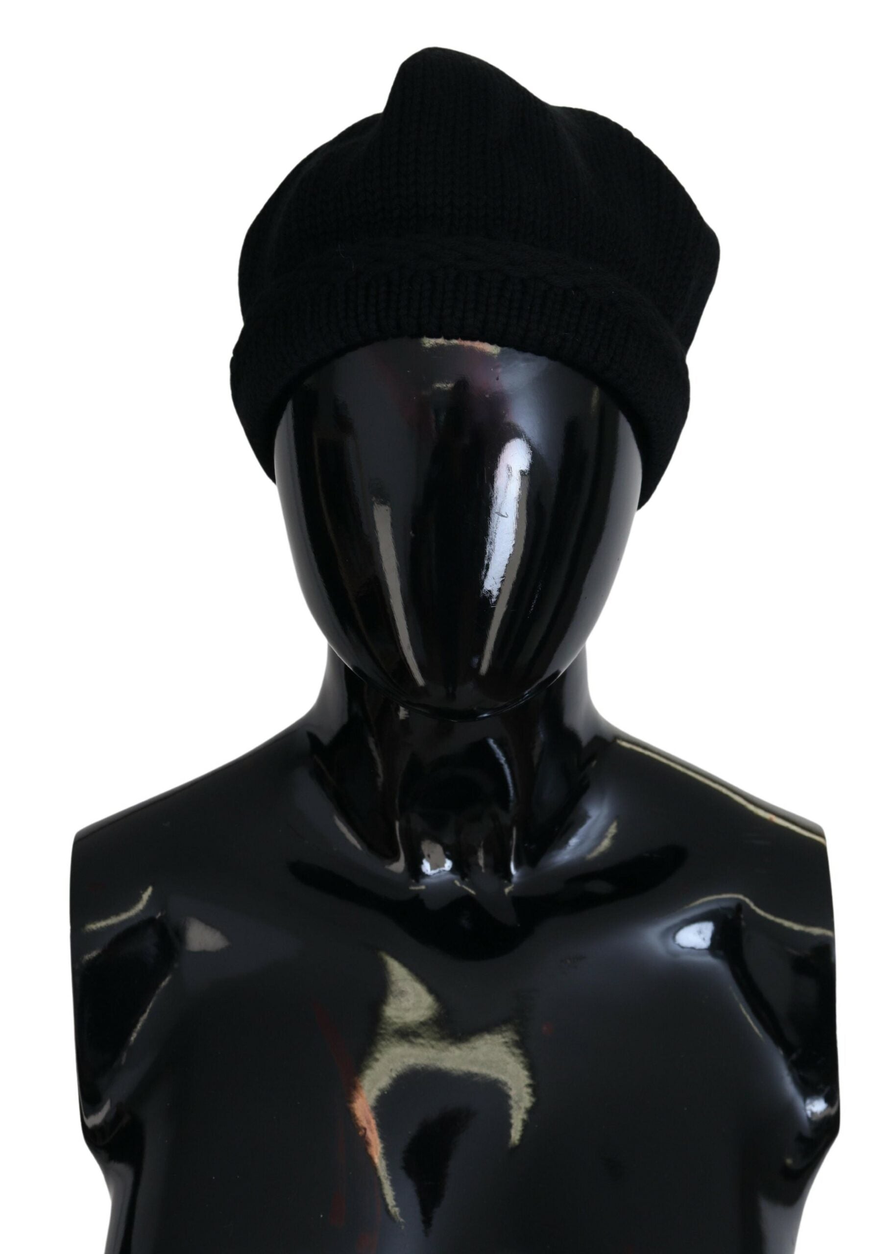 Dolce &amp; Gabbana Elegante schwarze Beanie-Mütze aus Schurwolle