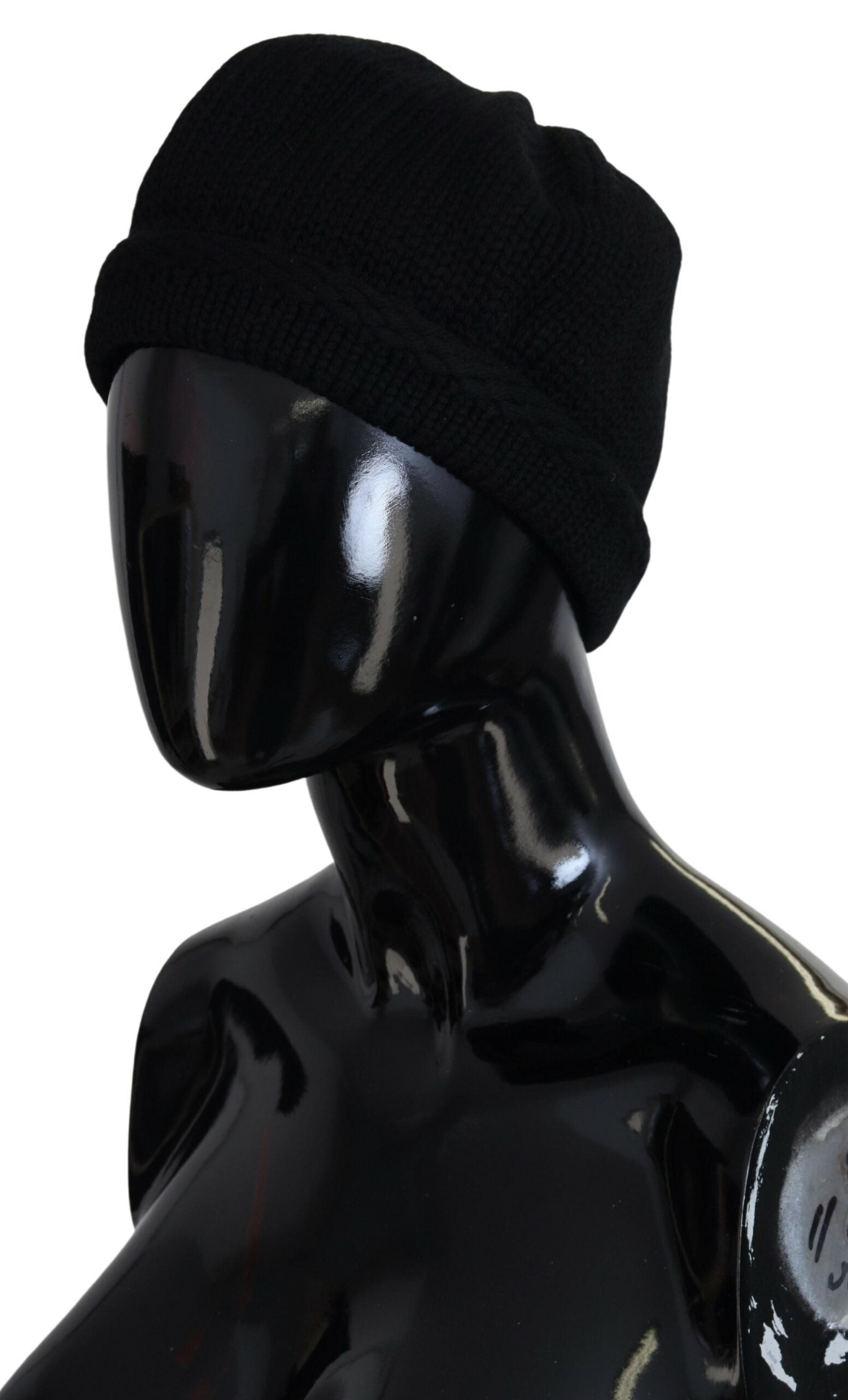 Dolce &amp; Gabbana Elegante schwarze Beanie-Mütze aus Schurwolle