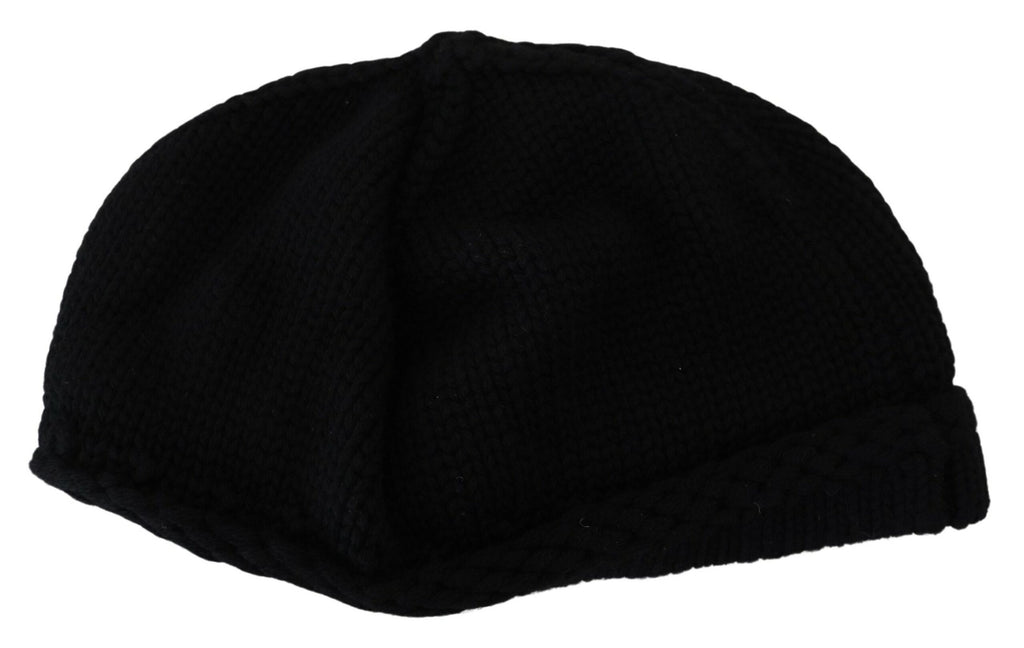 Dolce &amp; Gabbana Elegante schwarze Beanie-Mütze aus Schurwolle