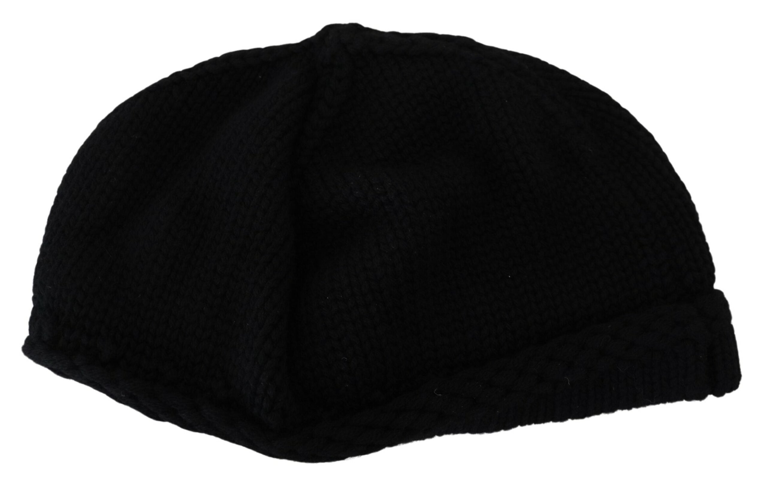 Dolce &amp; Gabbana Elegante schwarze Beanie-Mütze aus Schurwolle