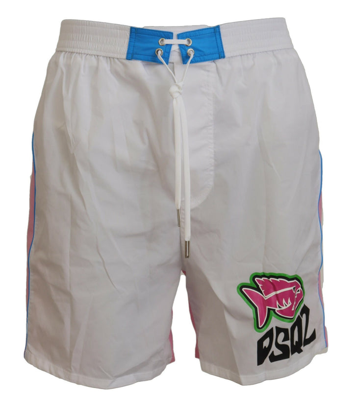 Dsquared² Schicke Badeshorts mit Print in Weiß und Rosa