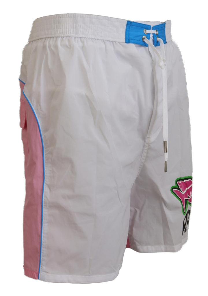 Dsquared² Schicke Badeshorts mit Print in Weiß und Rosa