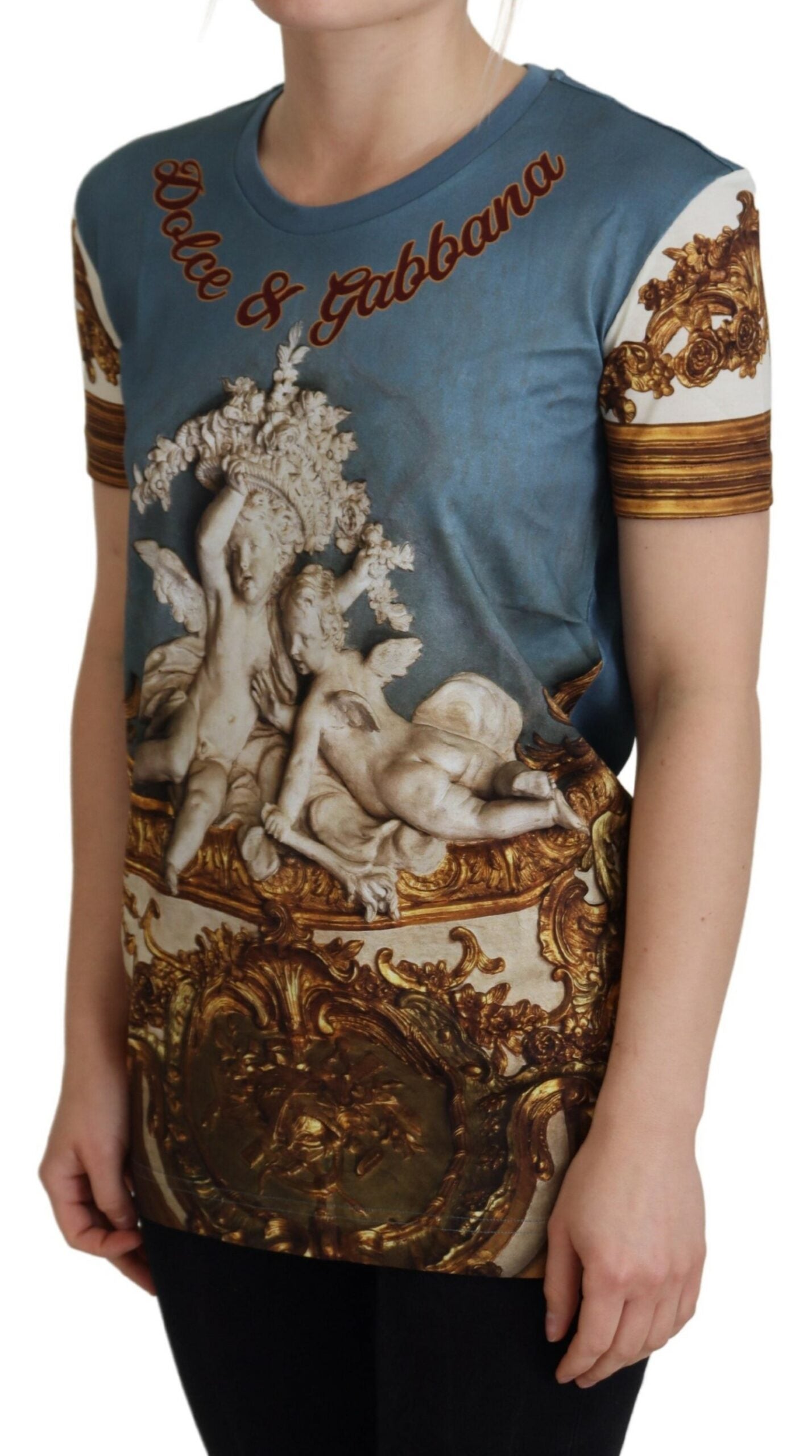 Dolce &amp; Gabbana Chic Lässiges Baumwoll-T-Shirt mit Engel-Print