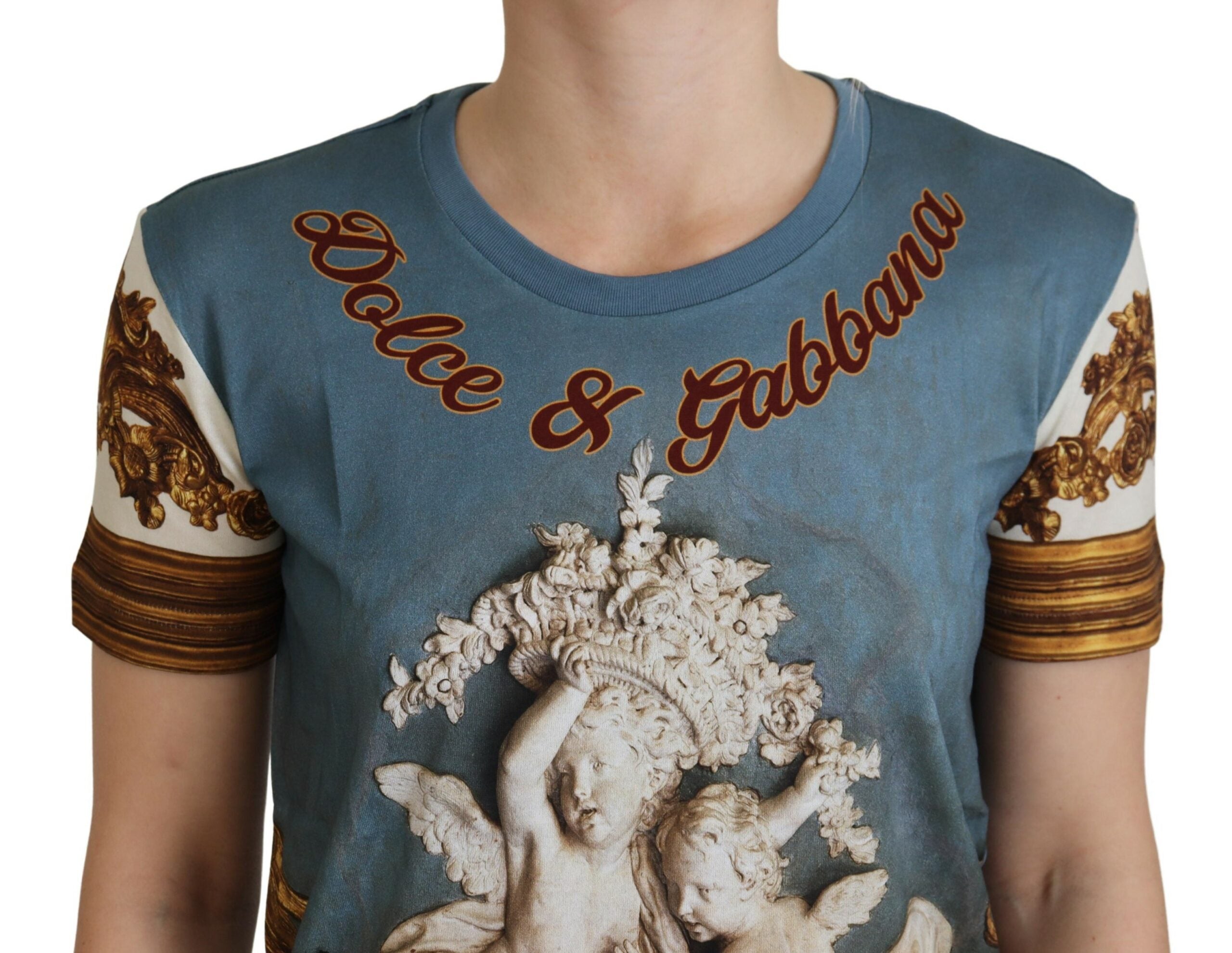Dolce &amp; Gabbana Chic Lässiges Baumwoll-T-Shirt mit Engel-Print