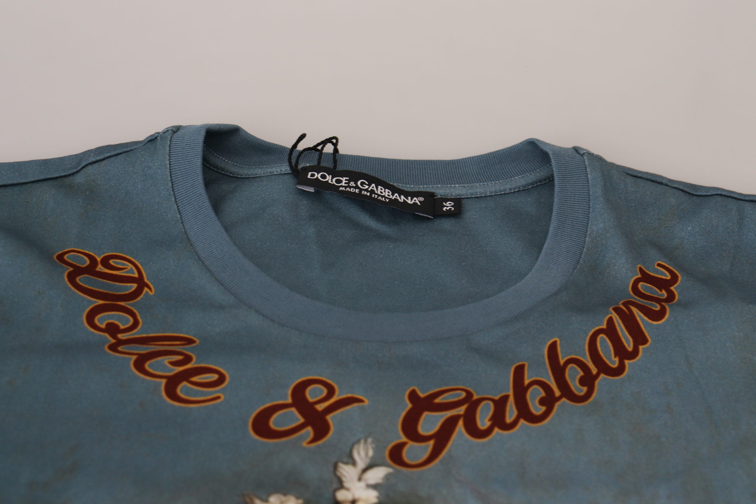 Dolce &amp; Gabbana Chic Lässiges Baumwoll-T-Shirt mit Engel-Print