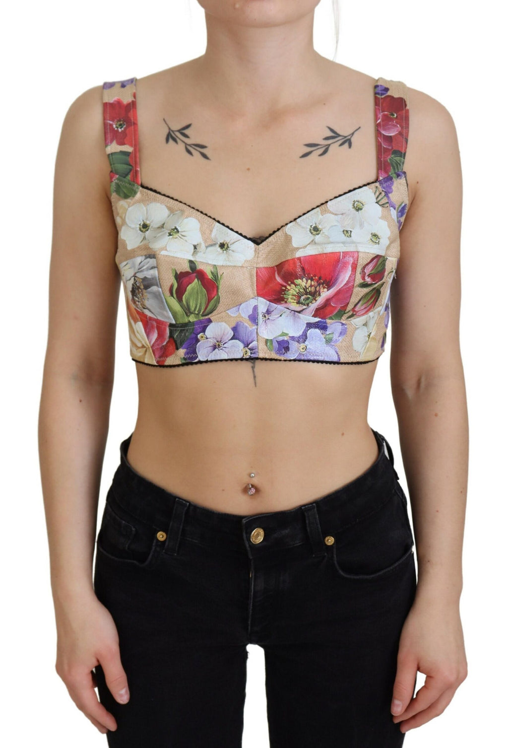 Dolce &amp; Gabbana – Bustier-Crop-Top mit Blumendruck