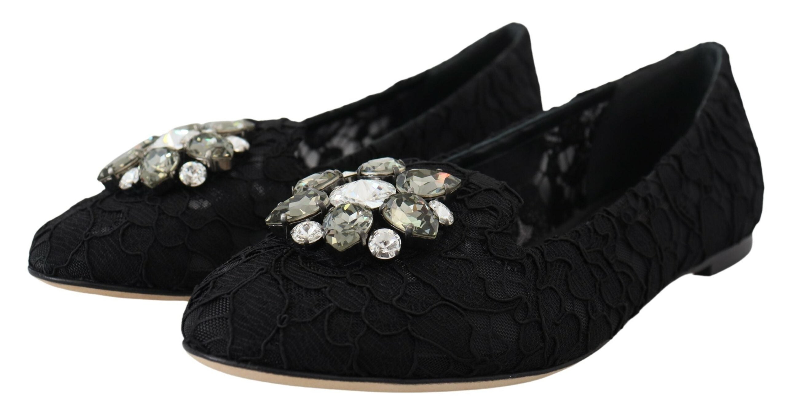 Dolce &amp; Gabbana Elegante, flache Vally-Schuhe mit floraler Spitze