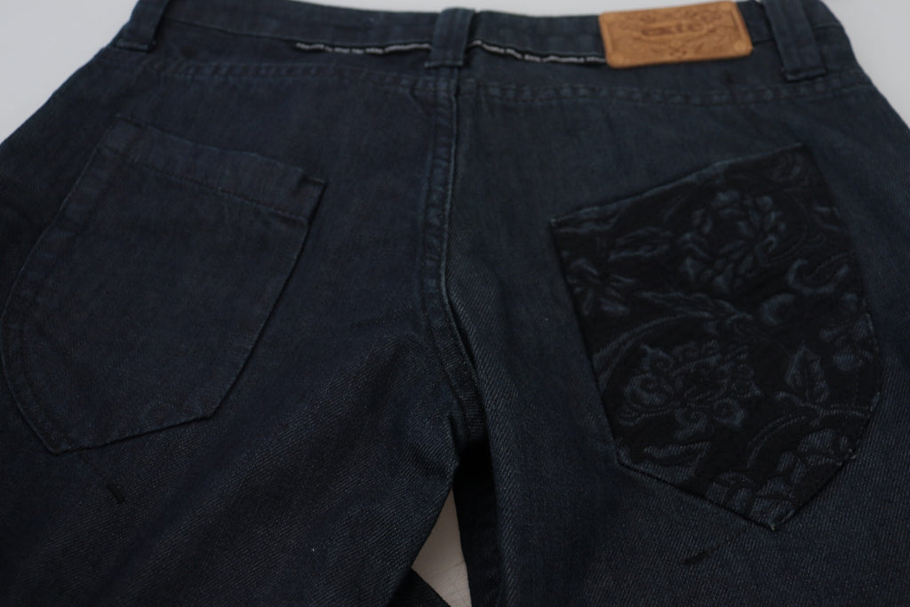 Exte Chic Dunkelblaue Jeans mit niedriger Taille und geradem Schnitt