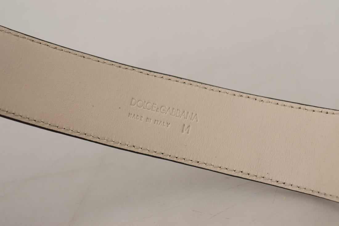 Dolce &amp; Gabbana Elegantes schwarzes Lederarmband mit Golddetails