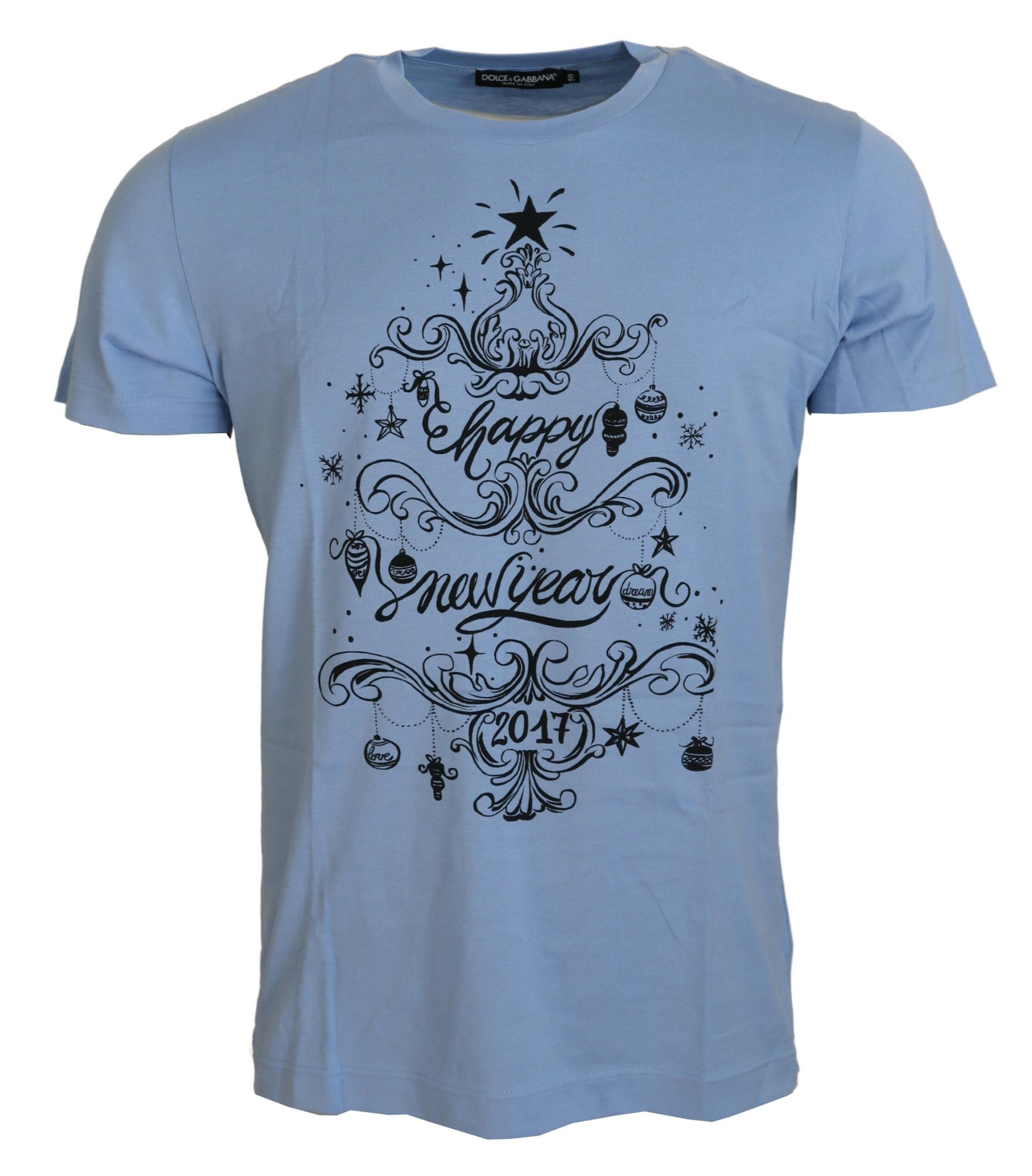 Dolce &amp; Gabbana Elegantes hellblaues Baumwoll-T-Shirt