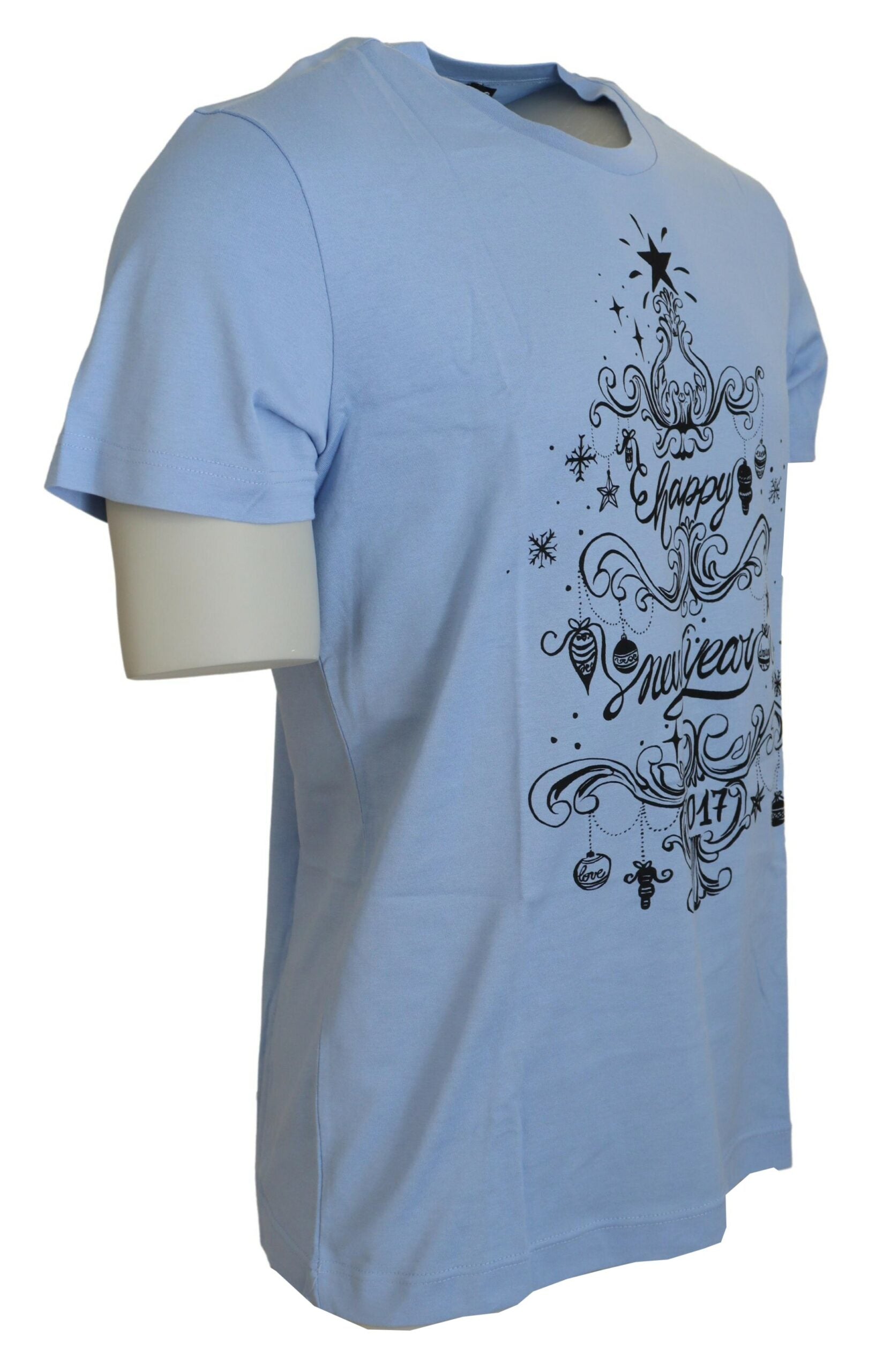 Dolce &amp; Gabbana Elegantes hellblaues Baumwoll-T-Shirt