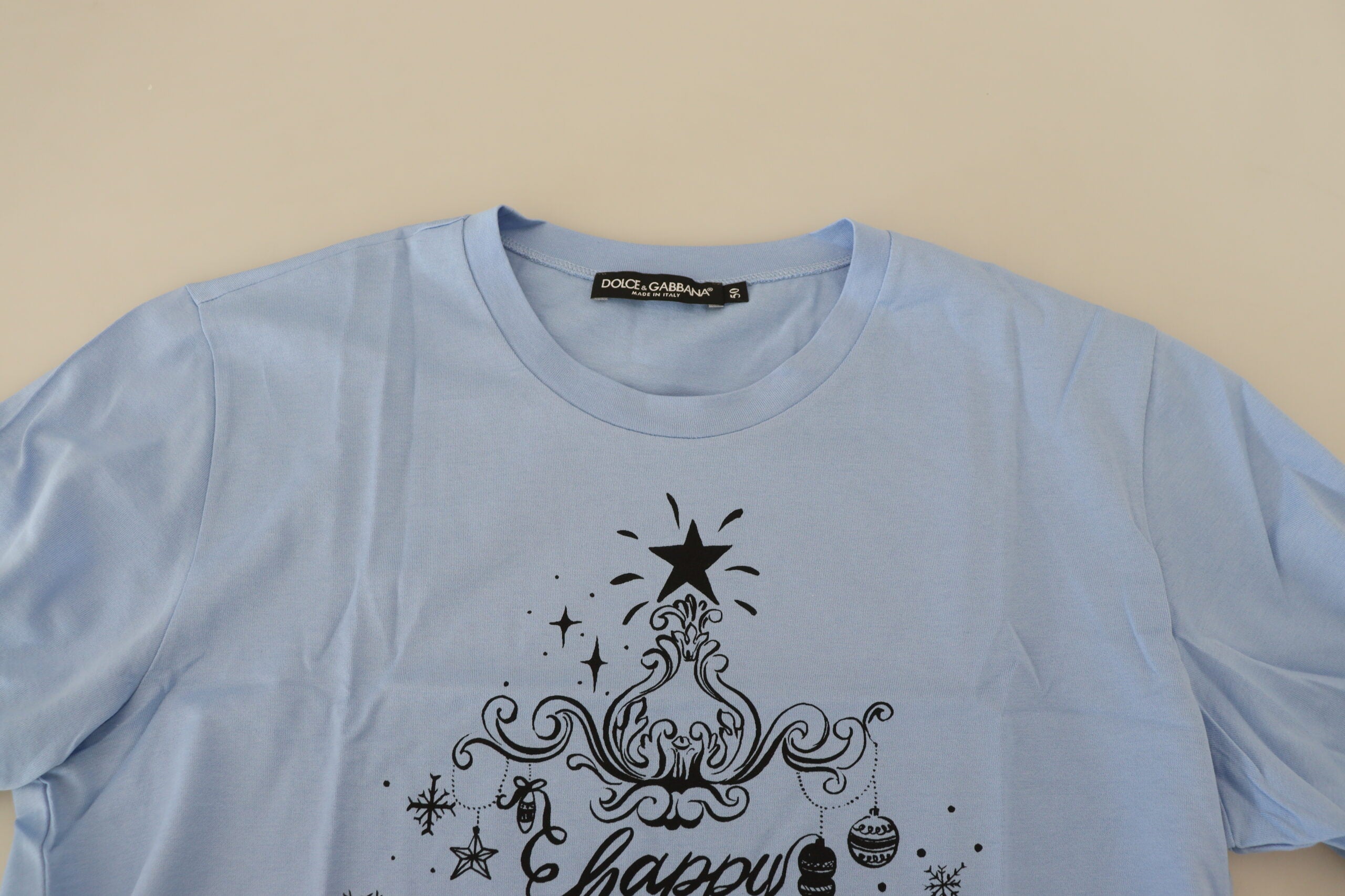 Dolce &amp; Gabbana Elegantes hellblaues Baumwoll-T-Shirt