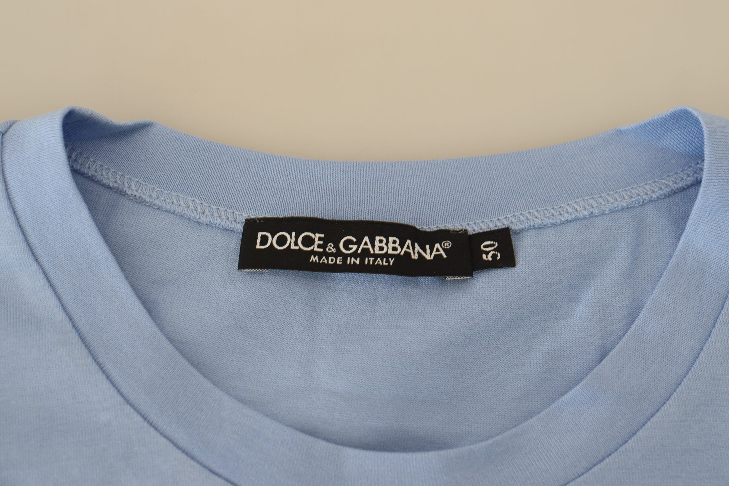 Dolce &amp; Gabbana Elegantes hellblaues Baumwoll-T-Shirt