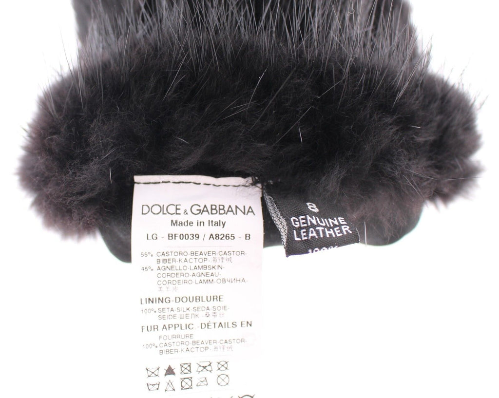 Dolce &amp; Gabbana Elegante ellenbogenlange Biberpelzhandschuhe
