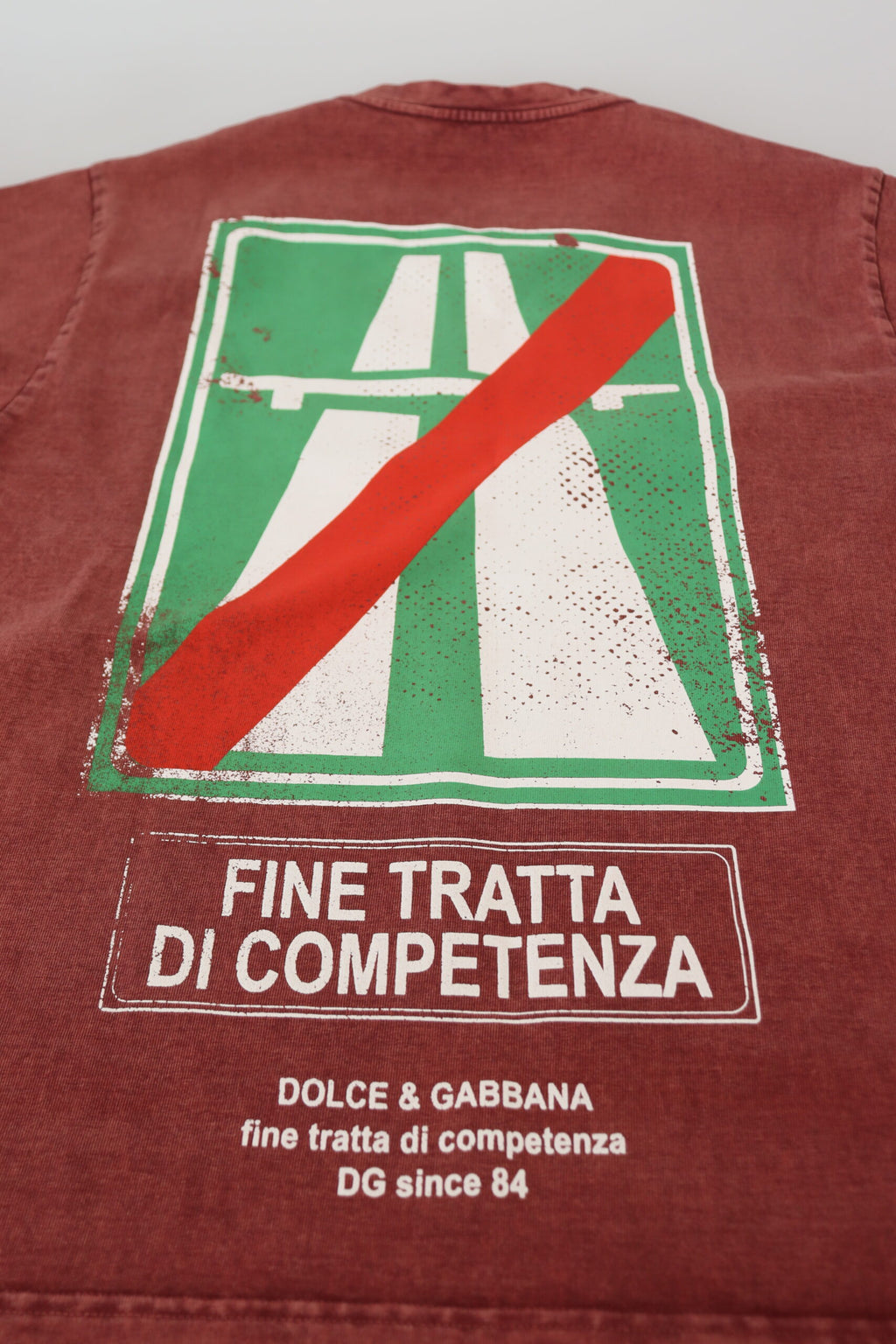 Dolce &amp; Gabbana Elegantes, kastanienbraunes bedrucktes Baumwoll-T-Shirt