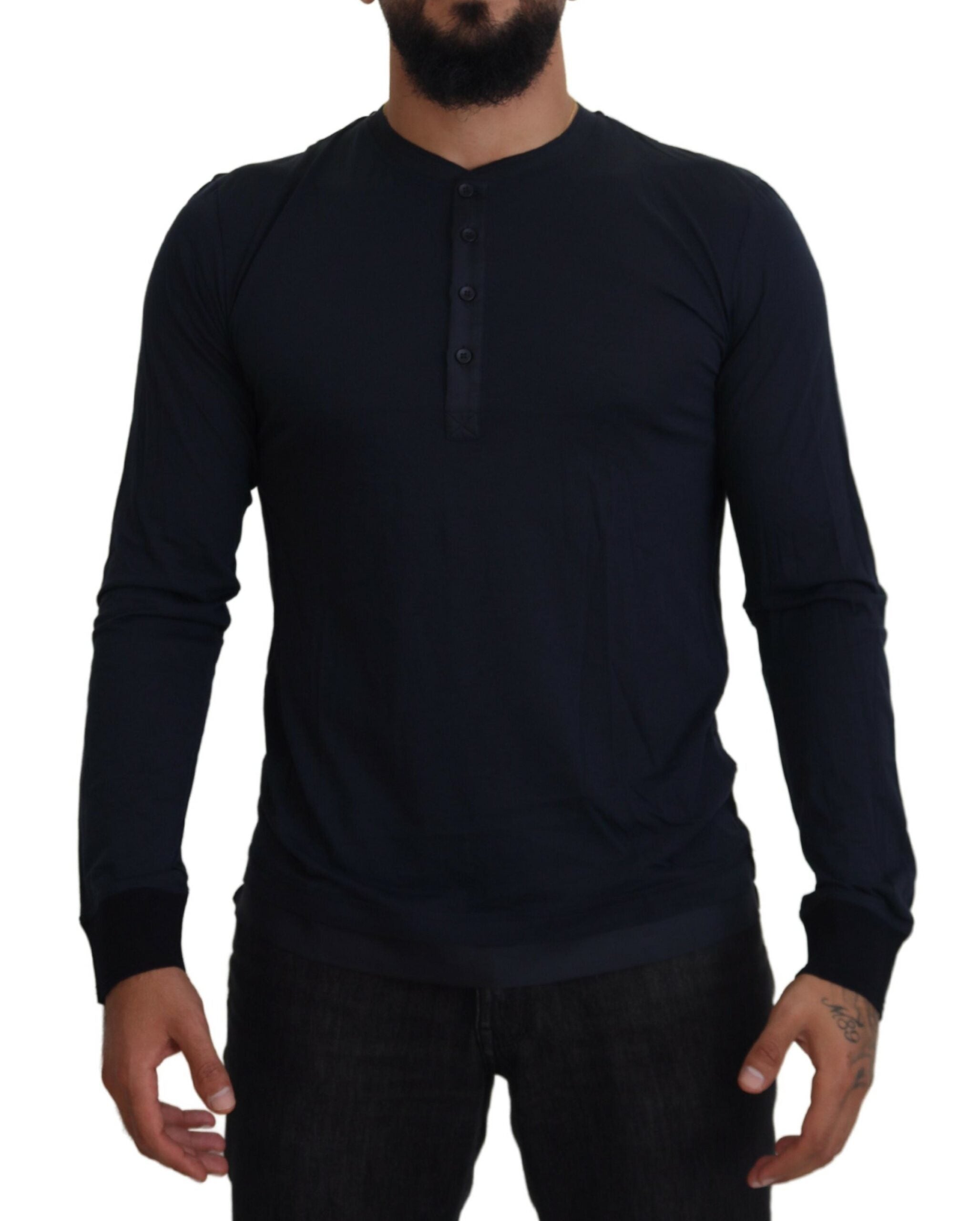Dolce &amp; Gabbana Eleganter blauer Pullover aus Baumwoll-Seidenmischung