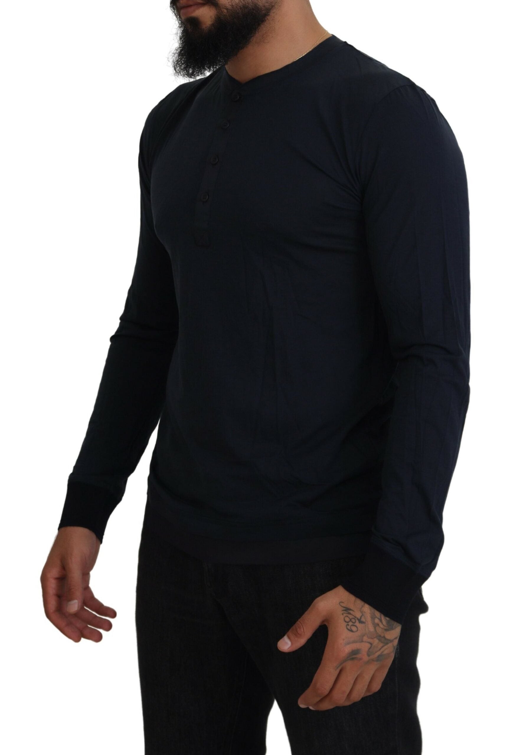 Dolce &amp; Gabbana Eleganter blauer Pullover aus Baumwoll-Seidenmischung