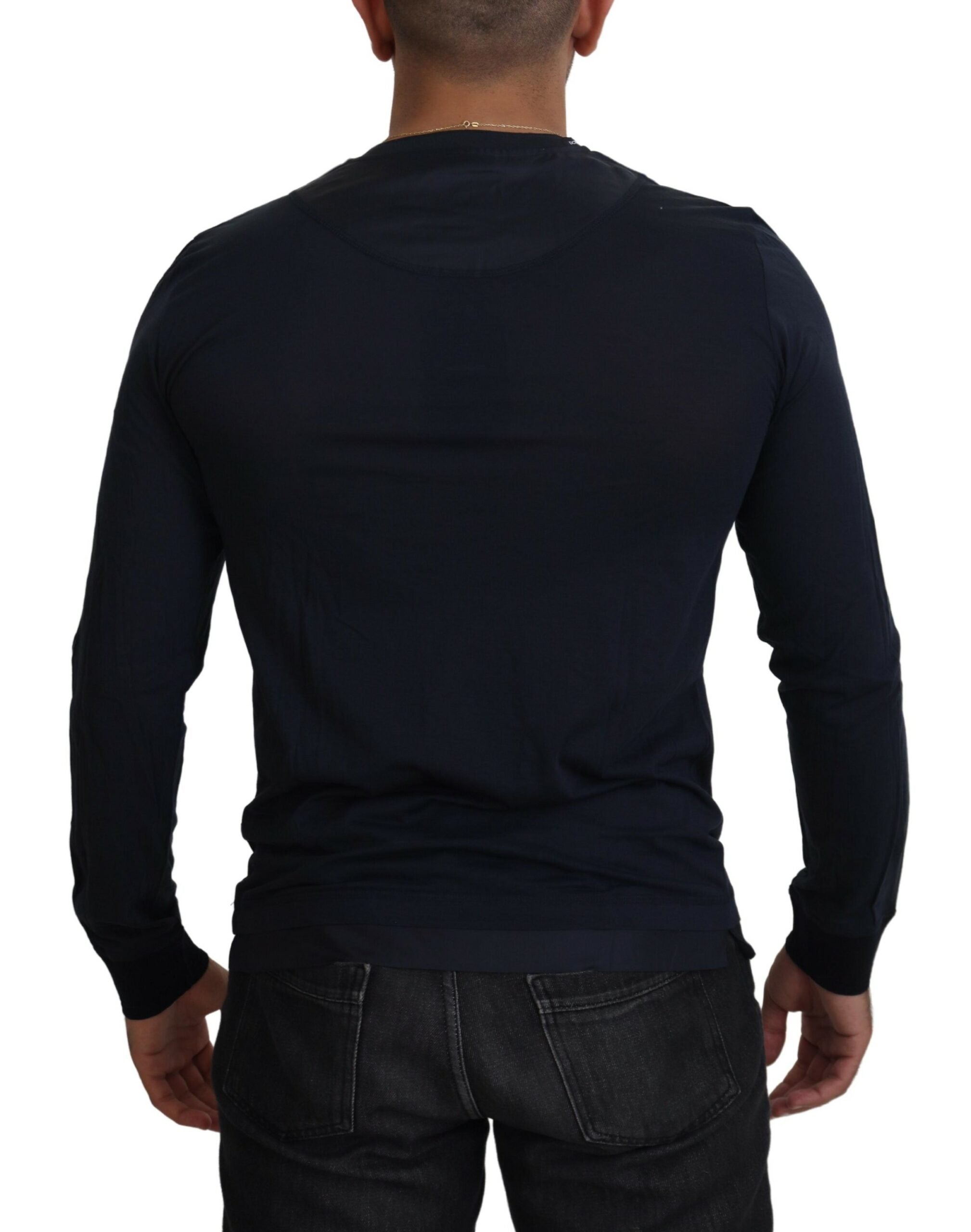 Dolce &amp; Gabbana Eleganter blauer Pullover aus Baumwoll-Seidenmischung